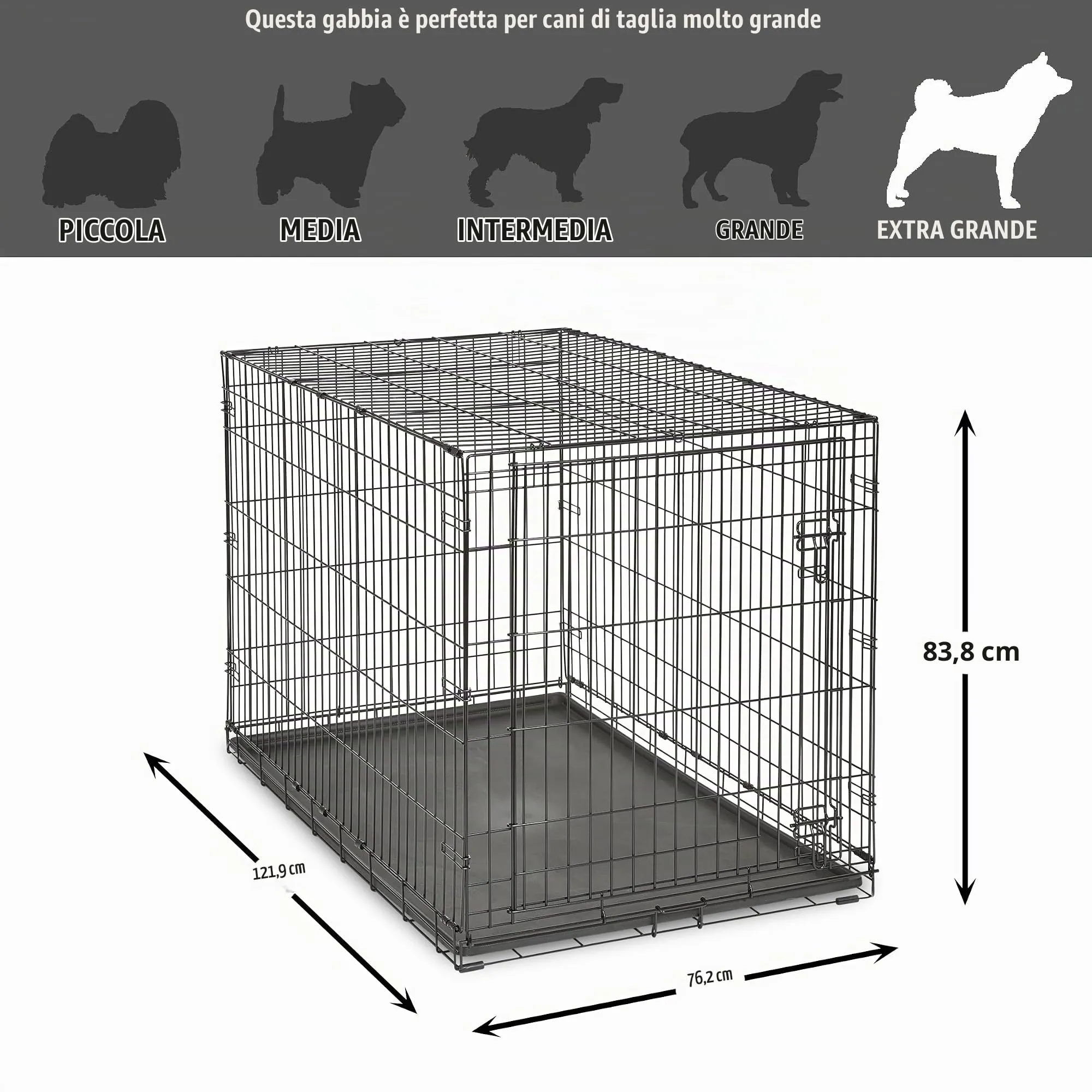 New World Gabbia per cani in metallo pieghevole, 122 cm, con vaschetta a prova di perdite, taglia XL - immagine 7