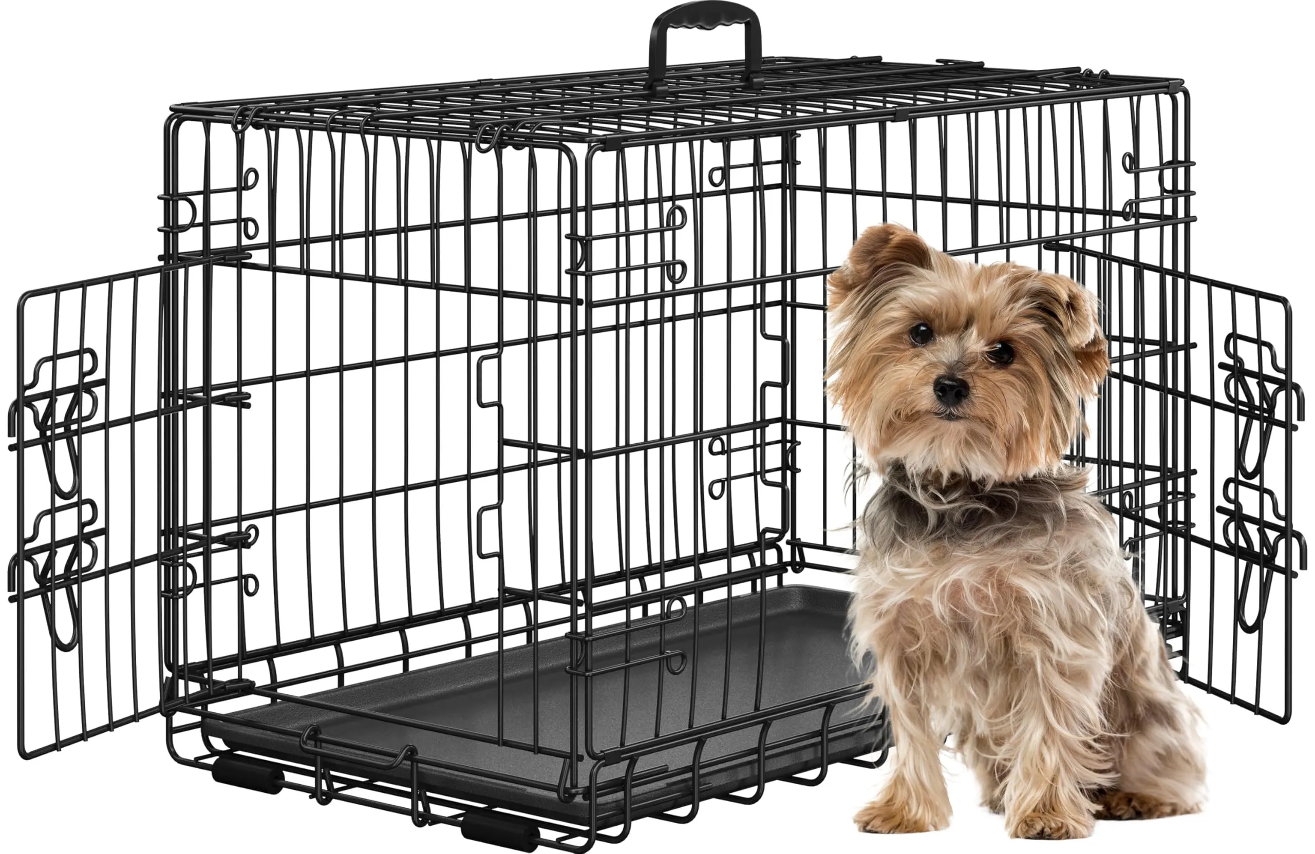 Yaheetech Gabbia in Metallo per Cani Pieghevole, 76,5 x 44 x 50,5 cm, Nero - immagine 1