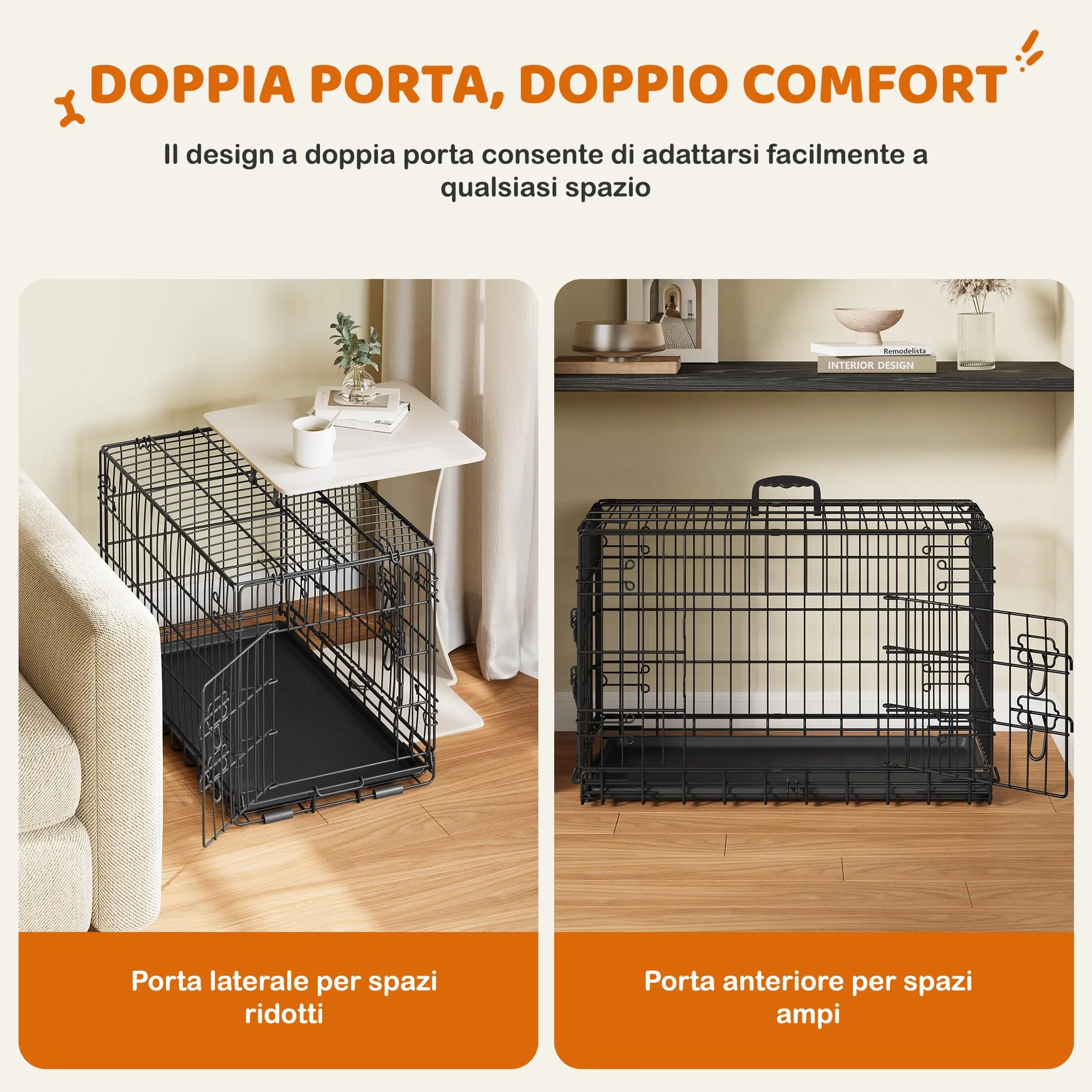Yaheetech Gabbia in Metallo per Cani Pieghevole, 76,5 x 44 x 50,5 cm, Nero - immagine 4