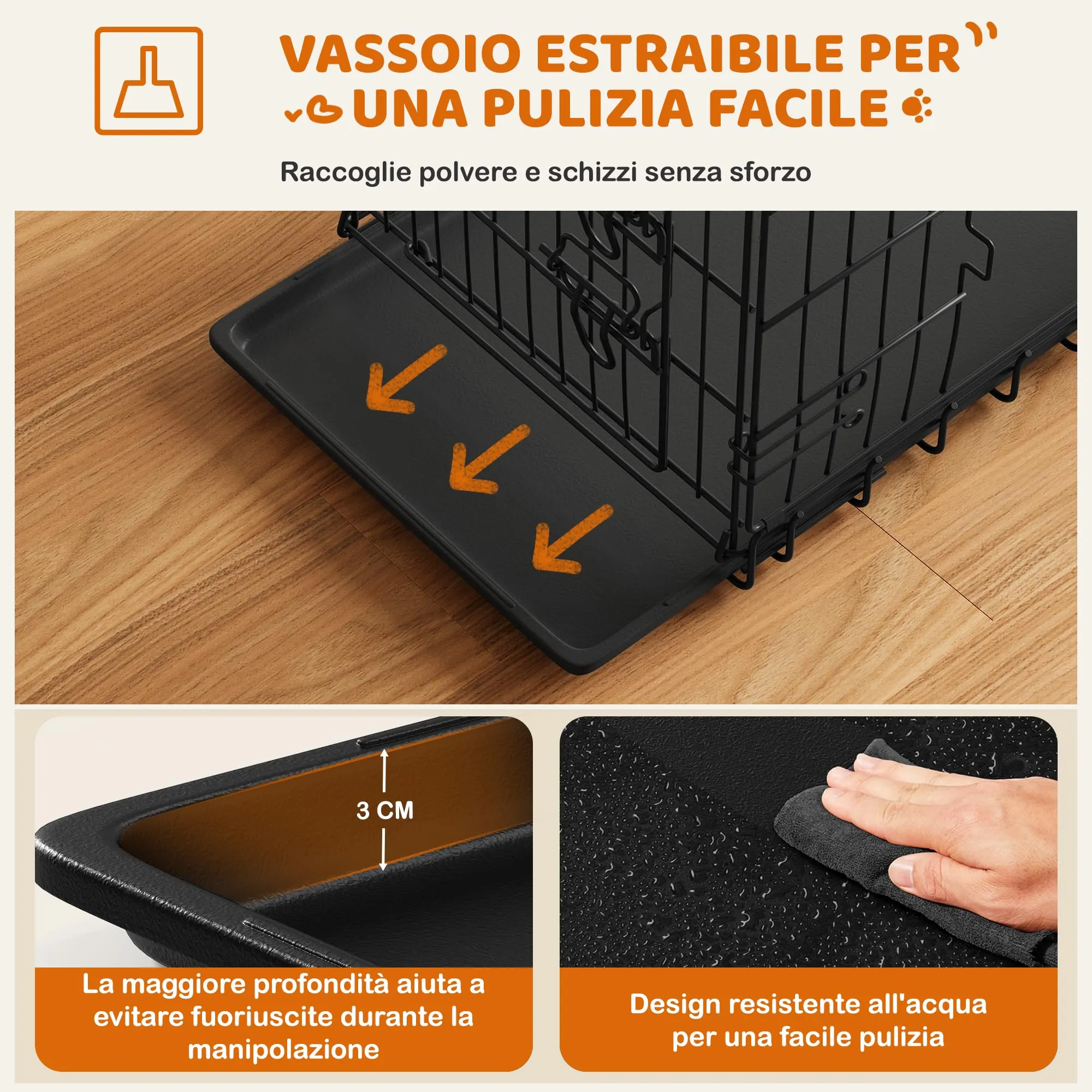 Yaheetech Gabbia in Metallo per Cani Pieghevole, 76,5 x 44 x 50,5 cm, Nero - immagine 5