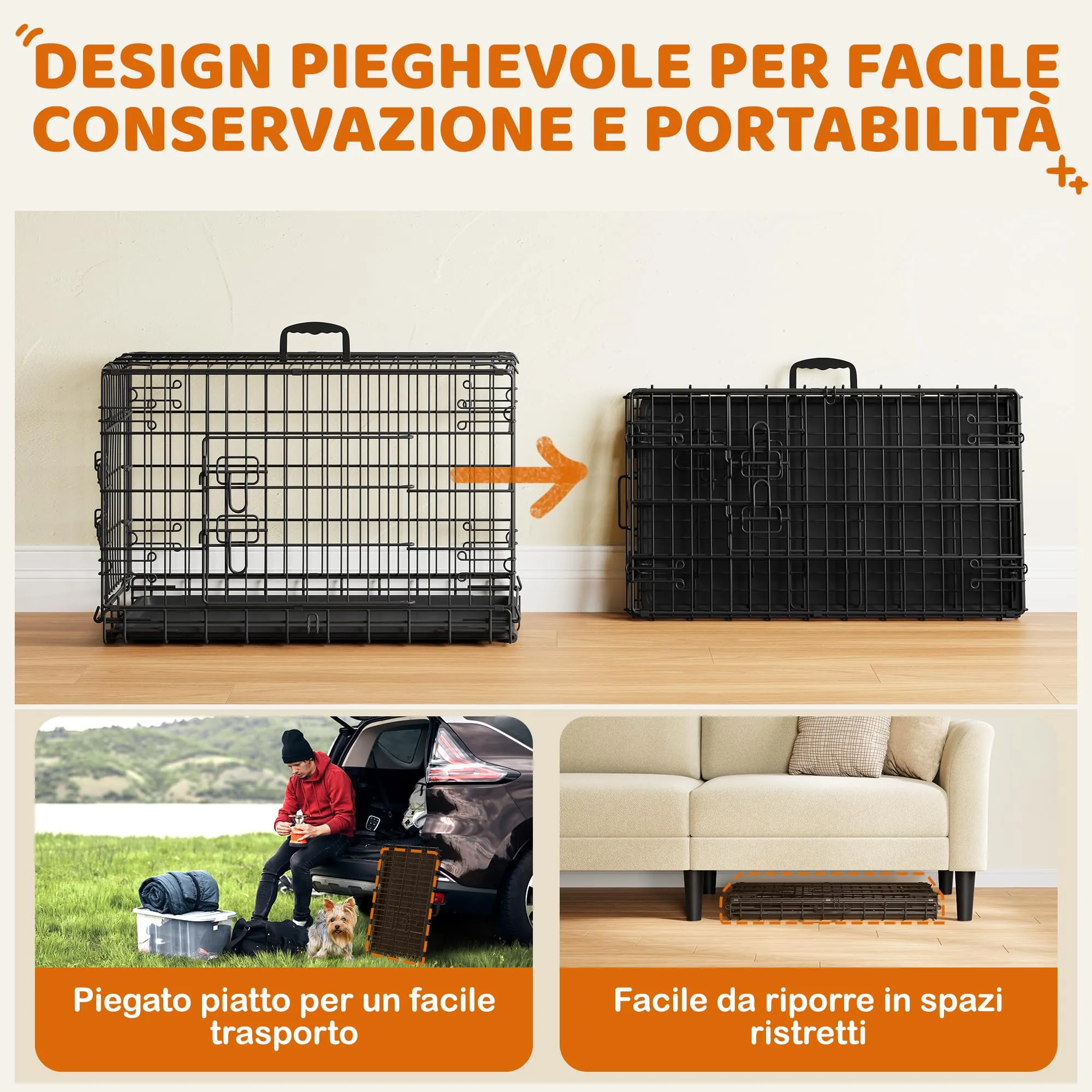 Yaheetech Gabbia in Metallo per Cani Pieghevole, 76,5 x 44 x 50,5 cm, Nero - immagine 7