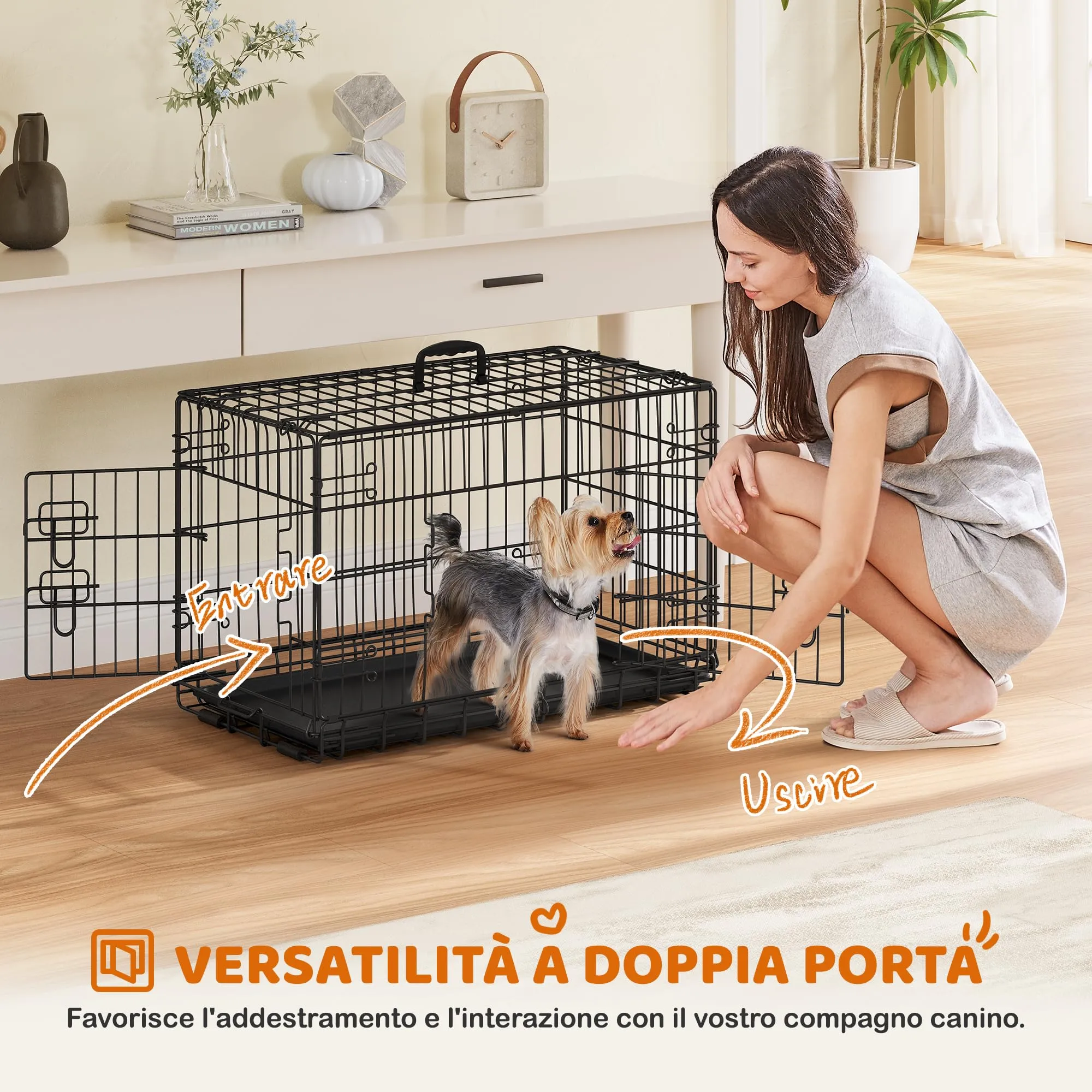 Yaheetech Gabbia in Metallo per Cani Pieghevole, 76,5 x 44 x 50,5 cm, Nero - immagine 8