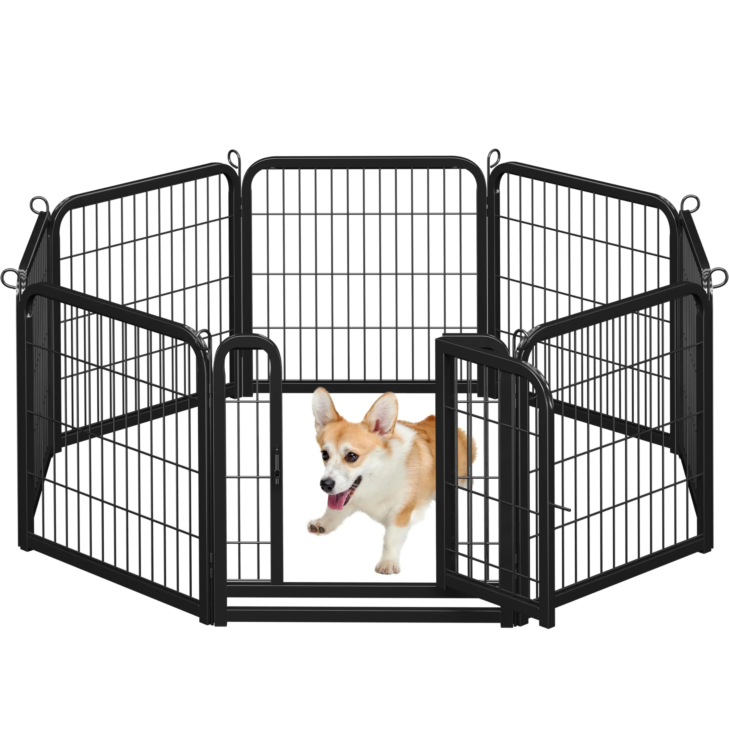Yaheetech Recinto per Cani da Interno e Esterno, 8 Pezzi, 63 x 63 cm, Nero - immagine 1