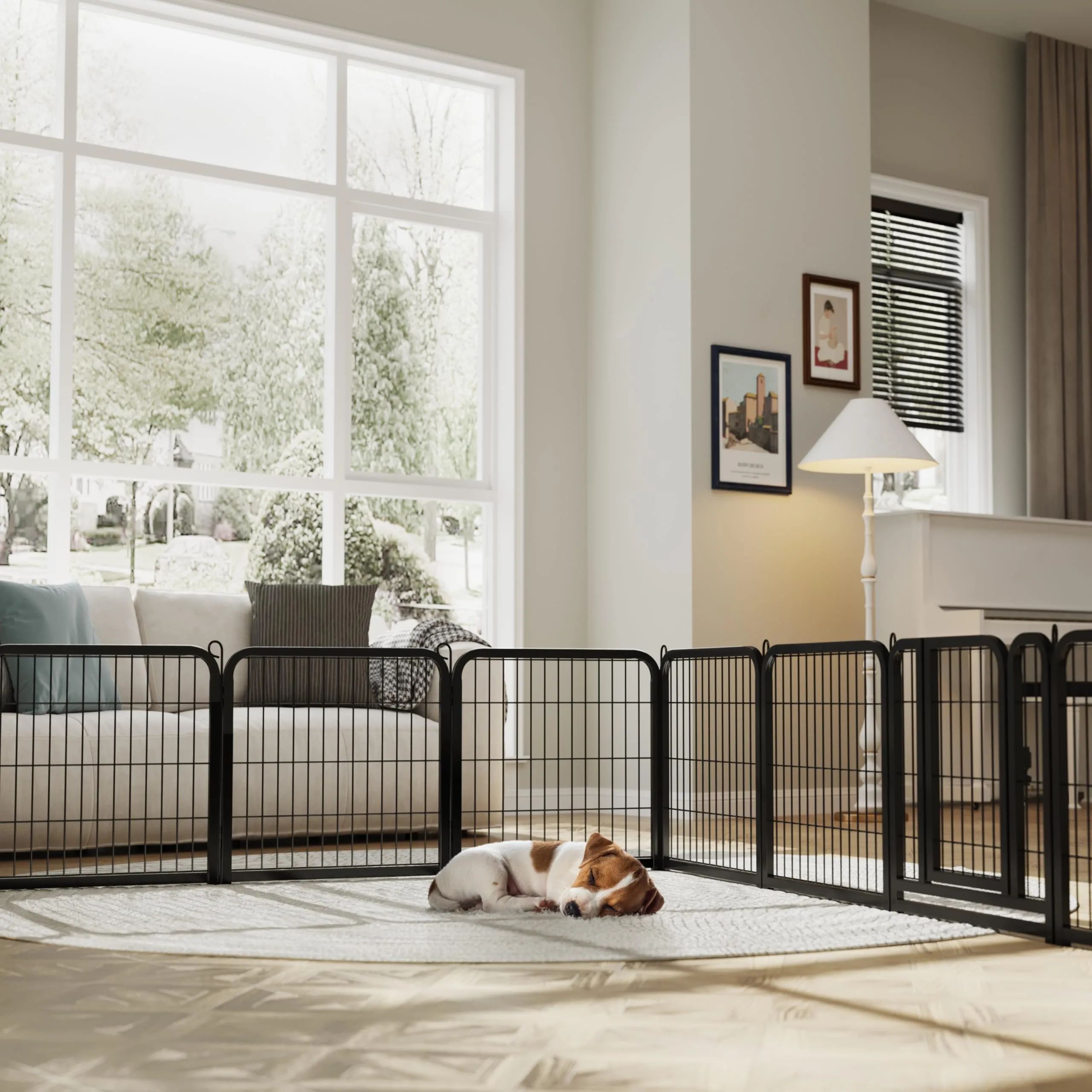 Yaheetech Recinto per Cani da Interno e Esterno, 8 Pezzi, 63 x 63 cm, Nero - immagine 2