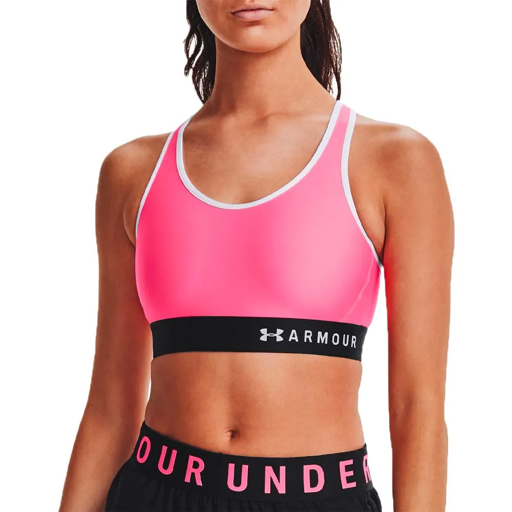 Under Armour Women's Armour Mid Keyhole Sports Bra, Cerise/White, Small - immagine 1