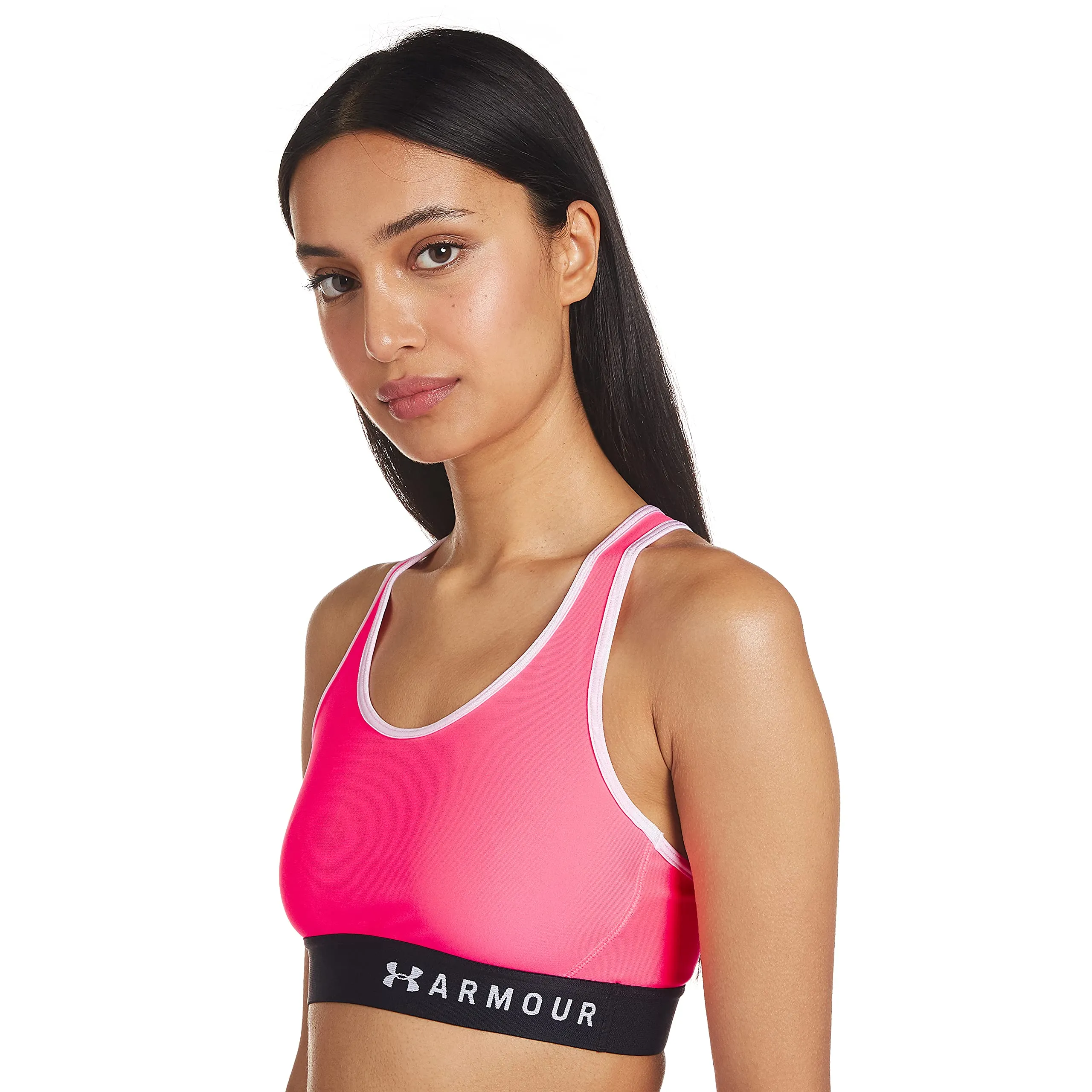 Under Armour Women's Armour Mid Keyhole Sports Bra, Cerise/White, Small - immagine 2