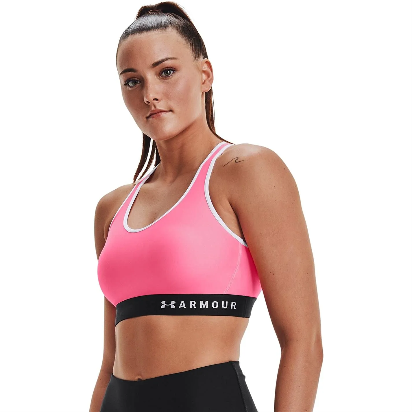 Under Armour Women's Armour Mid Keyhole Sports Bra, Cerise/White, Small - immagine 7