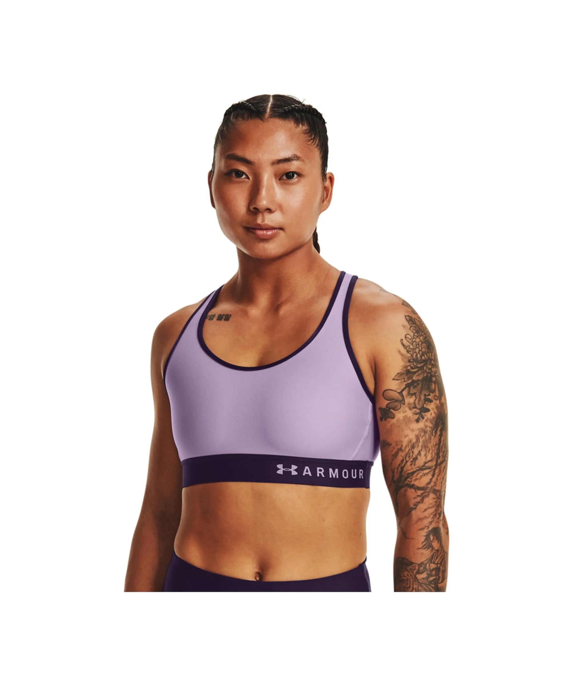 Under Armour Women's Armour Mid Keyhole Sports Bra, Octane (566)/Cloudless Sky, Small - immagine 2