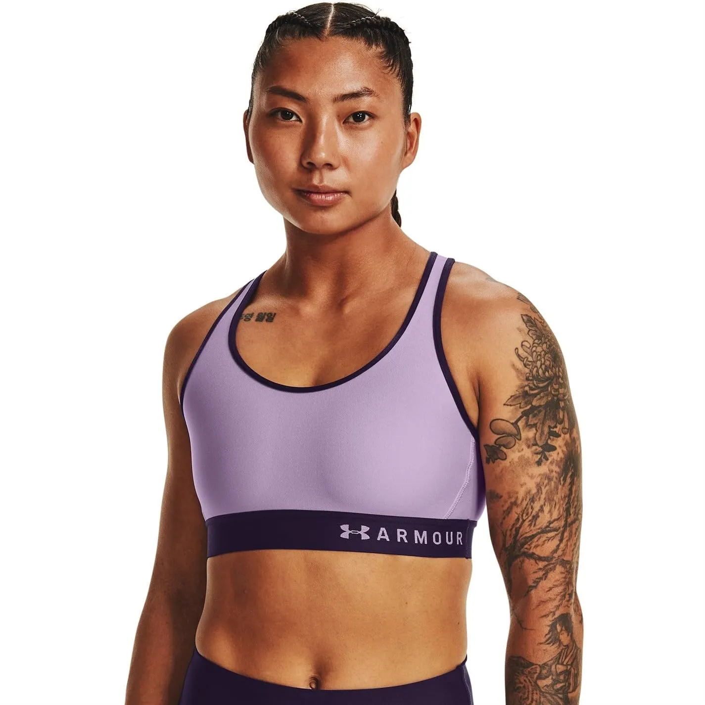 Under Armour Women's Armour Mid Keyhole Sports Bra, Octane (566)/Cloudless Sky, Small - immagine 5