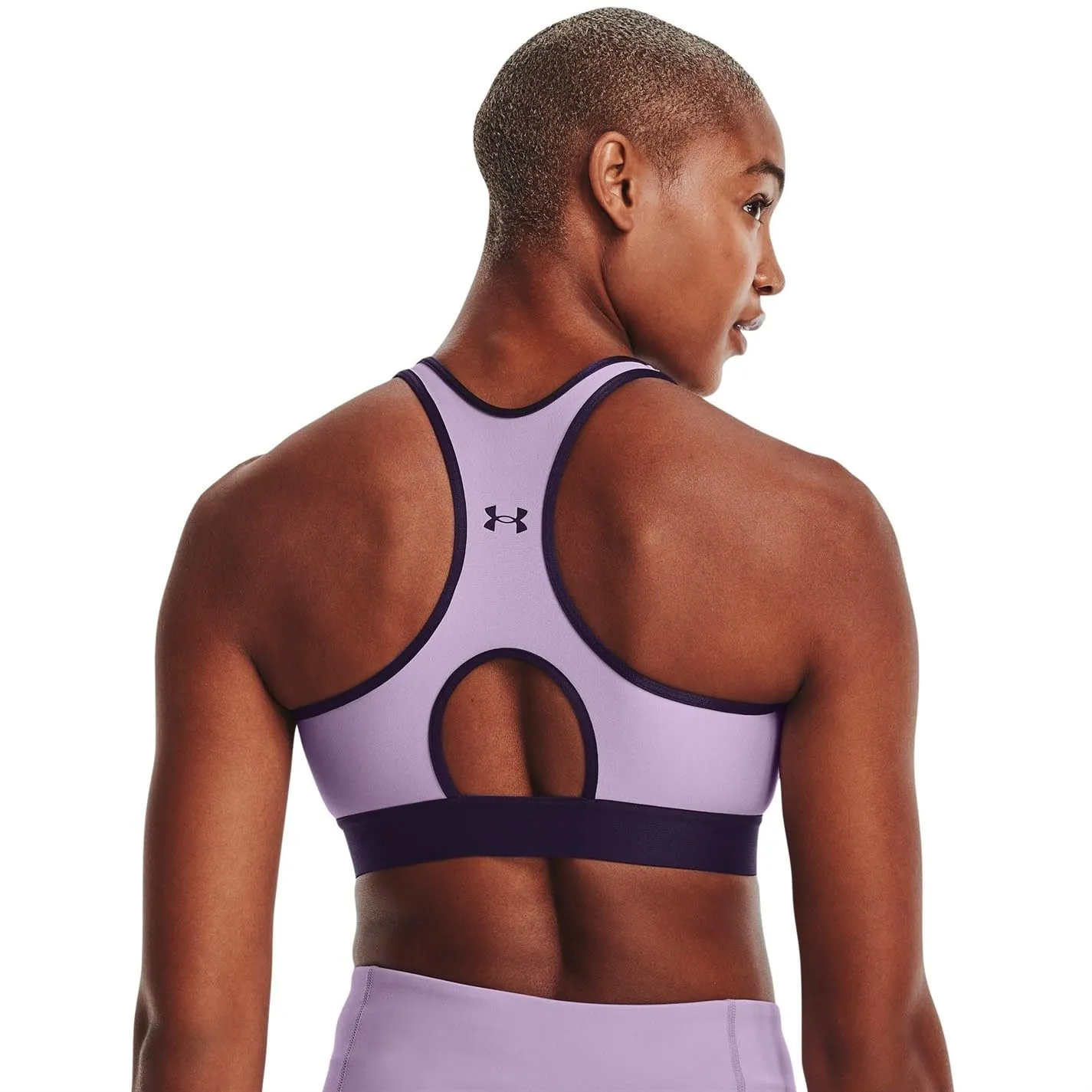 Under Armour Women's Armour Mid Keyhole Sports Bra, Octane (566)/Cloudless Sky, Small - immagine 8
