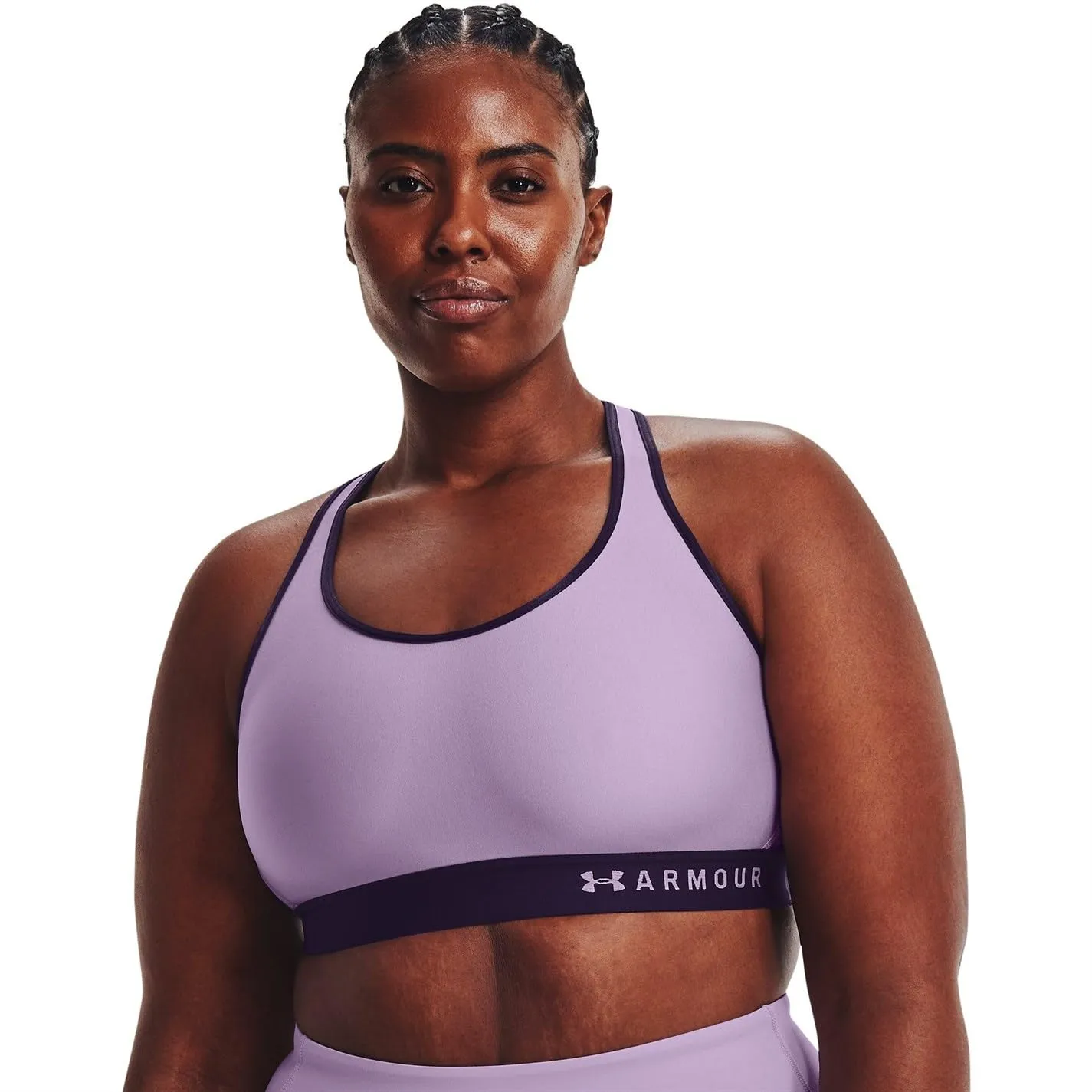 Under Armour Women's Armour Mid Keyhole Sports Bra, Octane (566)/Cloudless Sky, Small - immagine 9