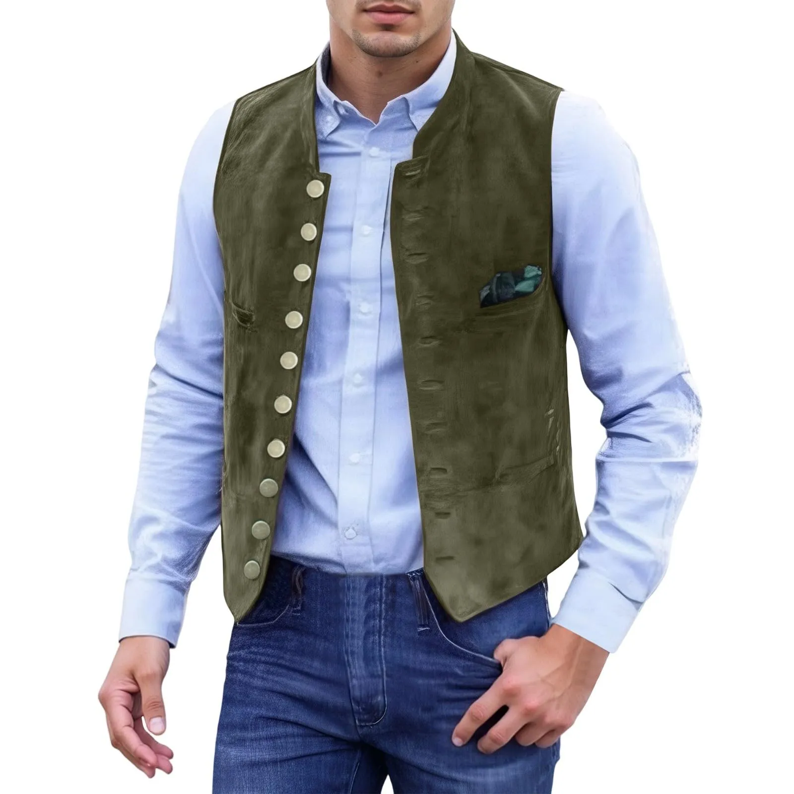Generisch Gilet Formale da Uomo, Verde, M - immagine 1
