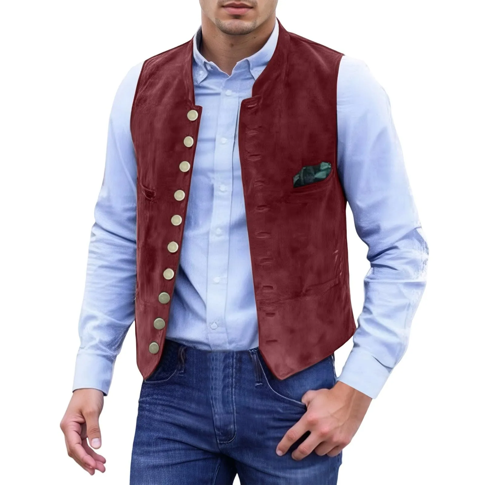 Generisch Gilet Formale da Uomo, Rosso, 4XL - immagine 1