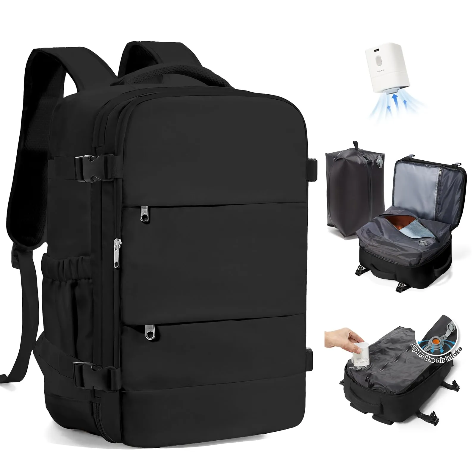 SZLX Zaino da Viaggio Sottovuoto con Pompa 40x30x20 per Ryanair Wizzair Bagaglio a Mano, Impermeabile con Scomparto per Laptop 14 Pollici e Scomparto per Scarpe - immagine 1