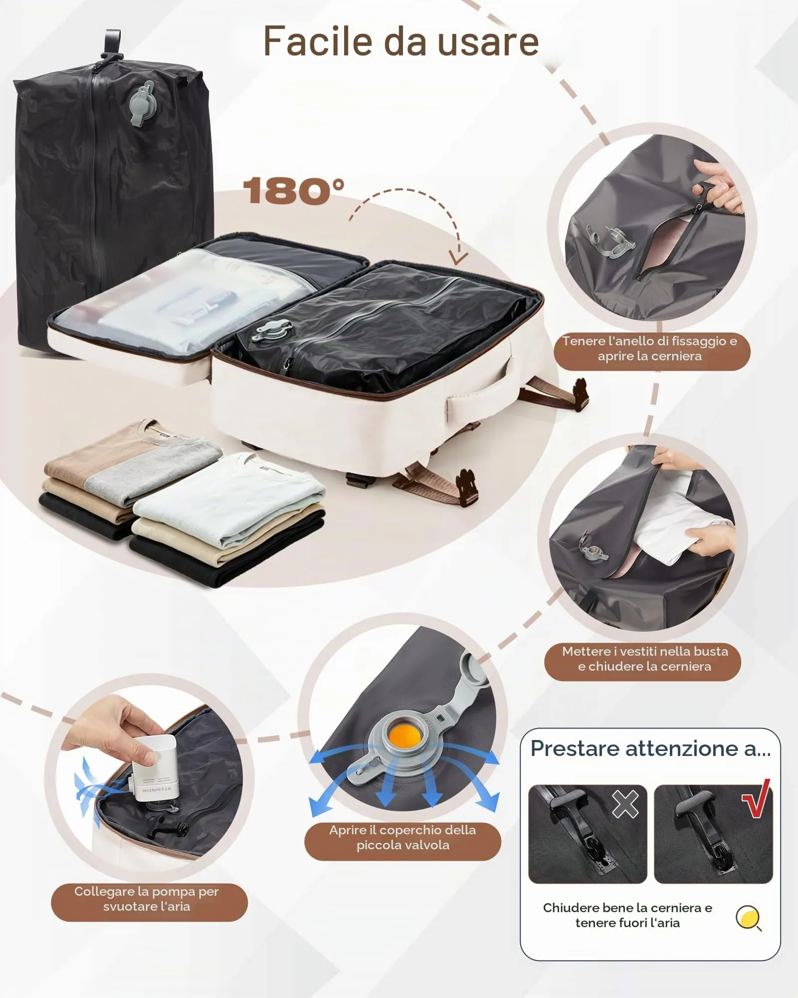 SZLX Zaino da Viaggio Sottovuoto con Pompa 40x30x20 Ryanair Wizzair Bagaglio a Mano Impermeabile con Scomparto per Scarpe e Laptop 14 Pollici - immagine 5
