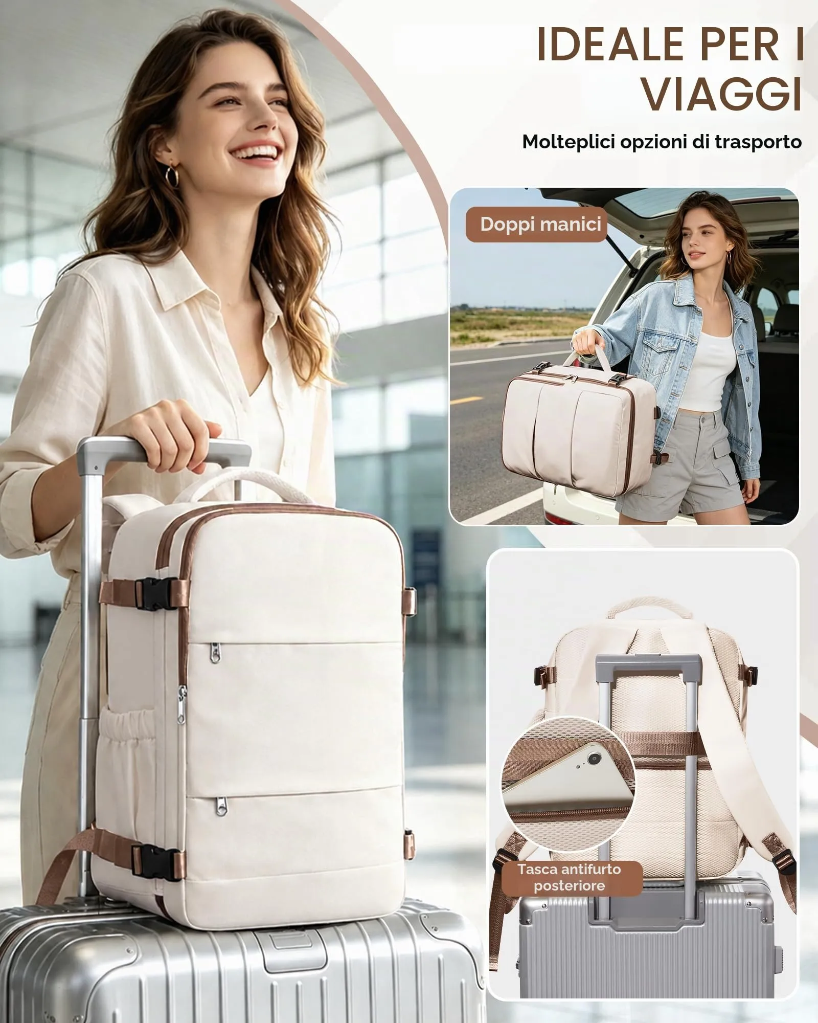 SZLX Zaino da Viaggio Sottovuoto con Pompa 40x30x20 Ryanair Wizzair Bagaglio a Mano Impermeabile con Scomparto per Scarpe e Laptop 14 Pollici - immagine 10