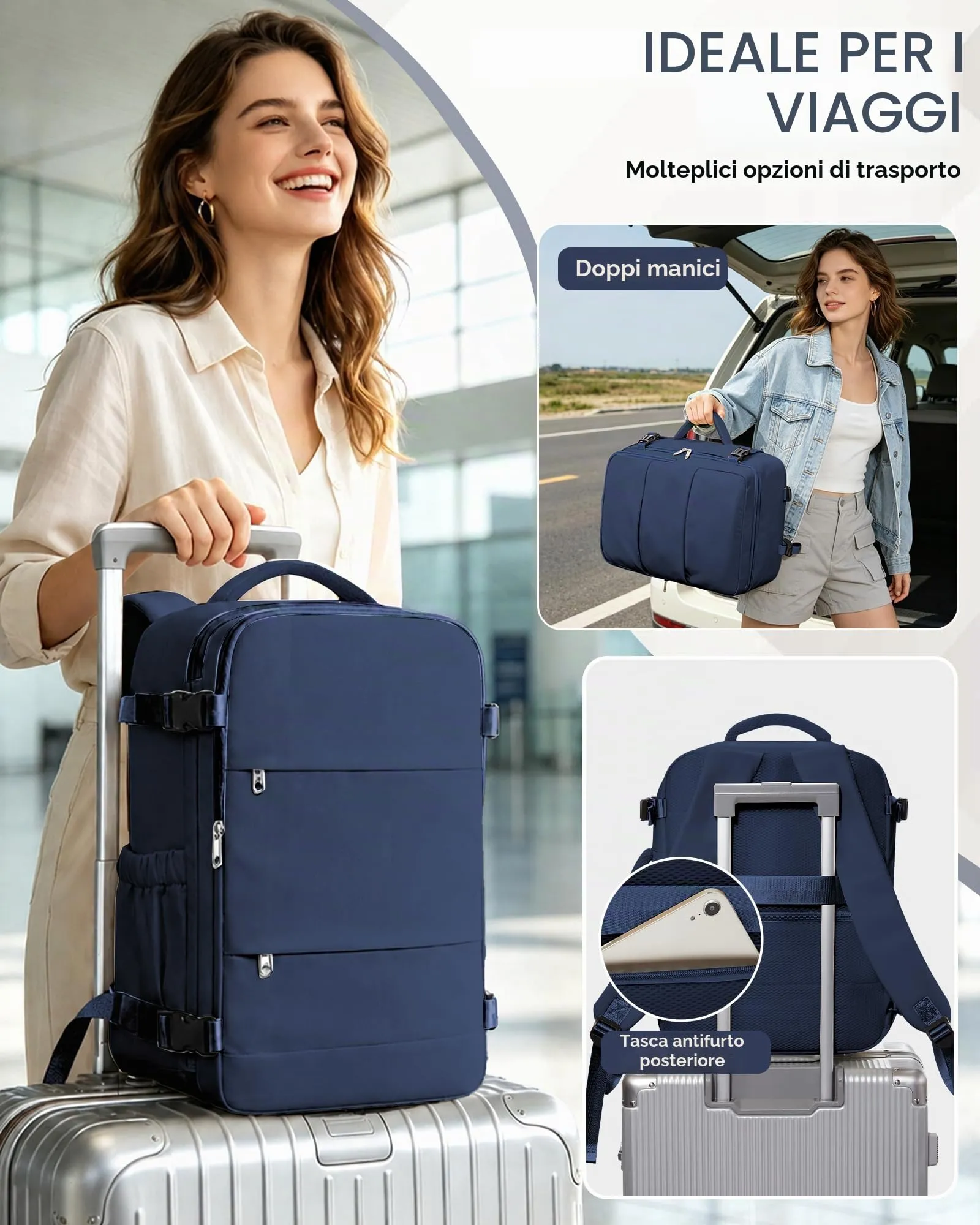SZLX Zaino da Viaggio Sottovuoto con Pompa 40x30x20cm per Ryanair Wizzair, Impermeabile con Scomparto per Laptop 14 Pollici e Scarpe - immagine 10
