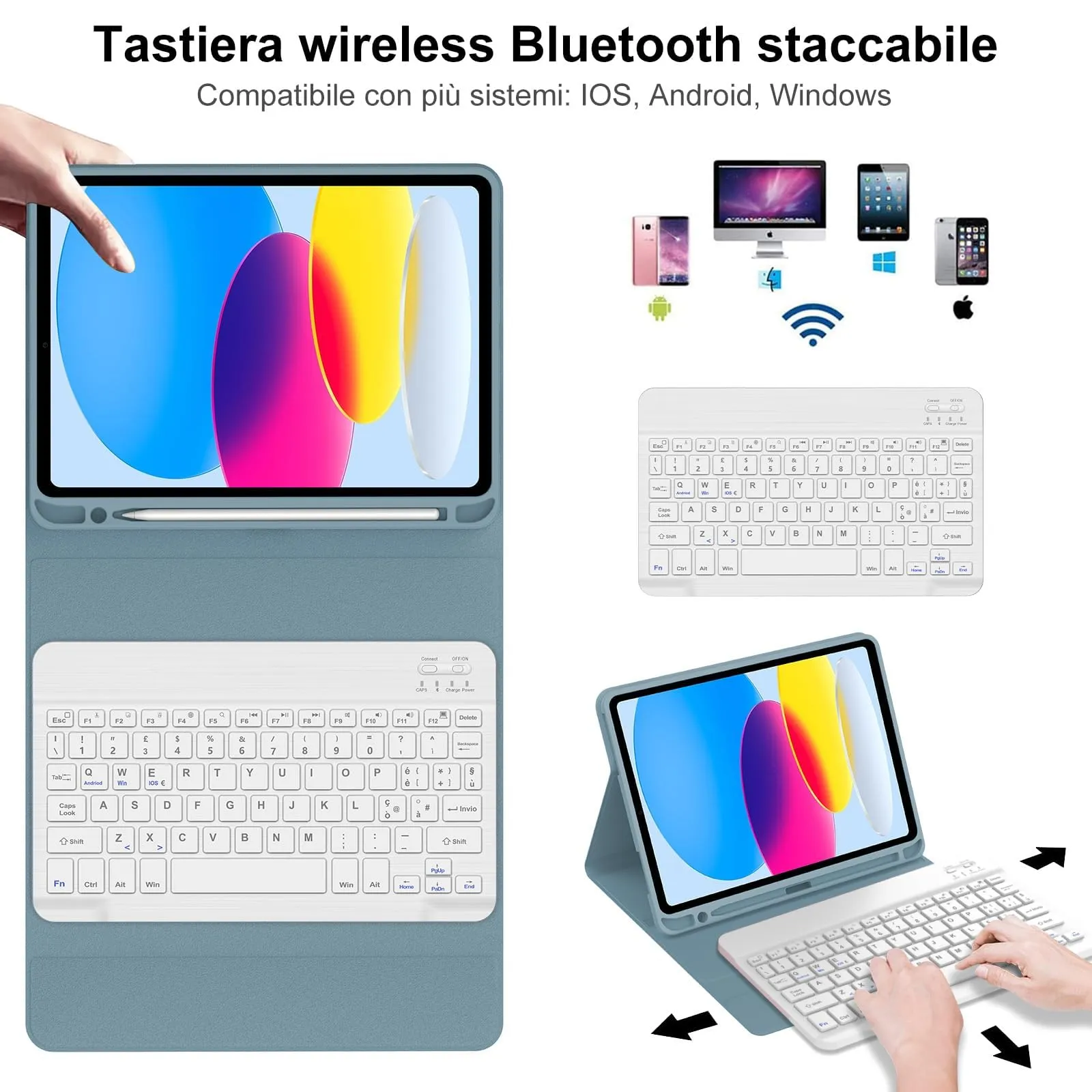 IVEOPPE Tastiera per iPad 11 Generazione 11" (2025) e iPad 10 Generazione 10.9" (2022) - immagine 3
