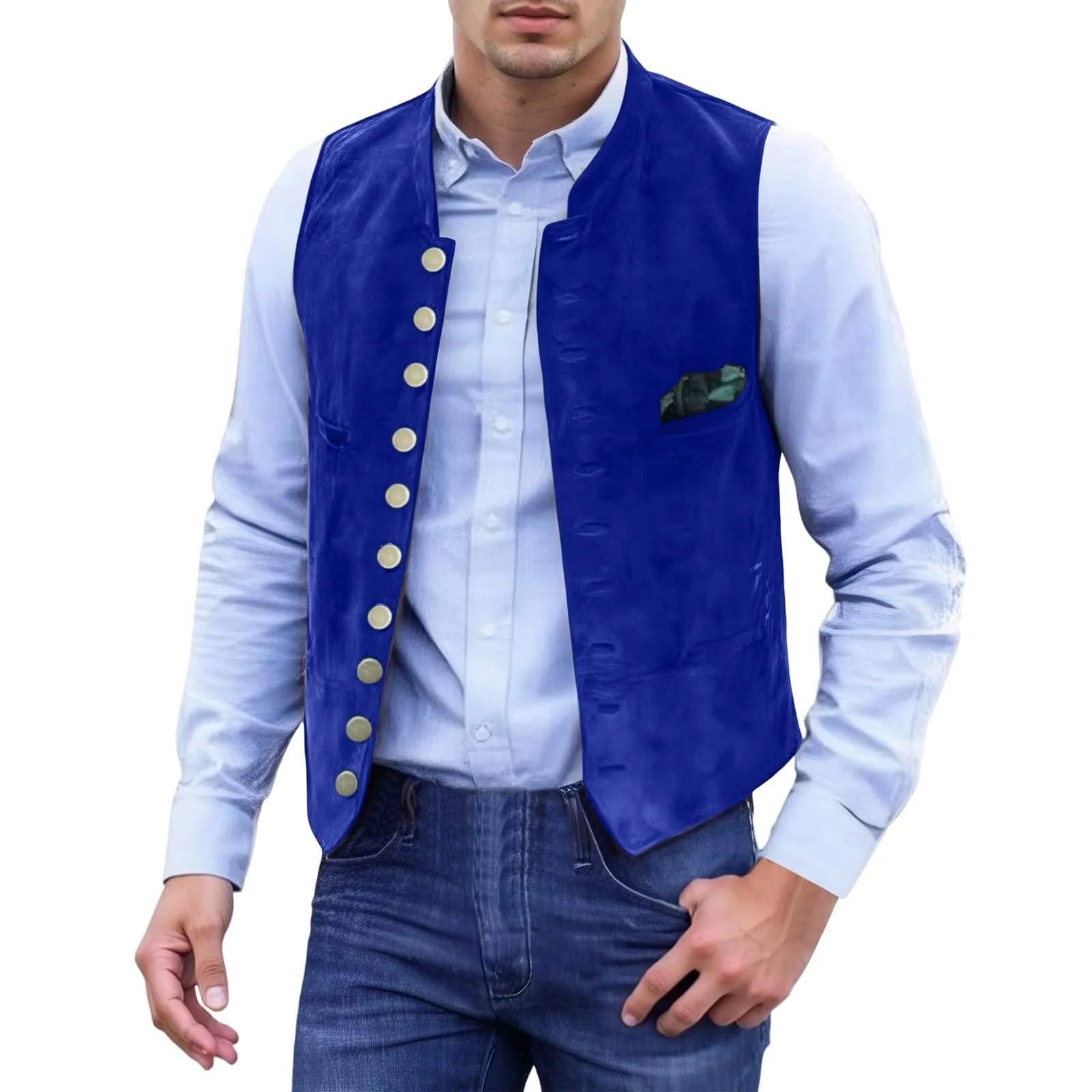 Generisch Gilet Formale da Uomo, Blu, S - immagine 1