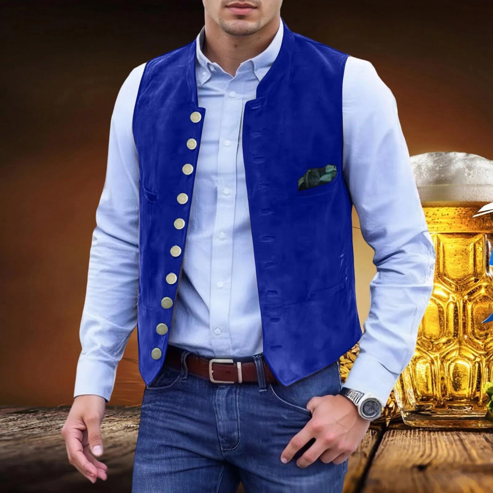Generisch Gilet Formale da Uomo, Blu, S - immagine 2