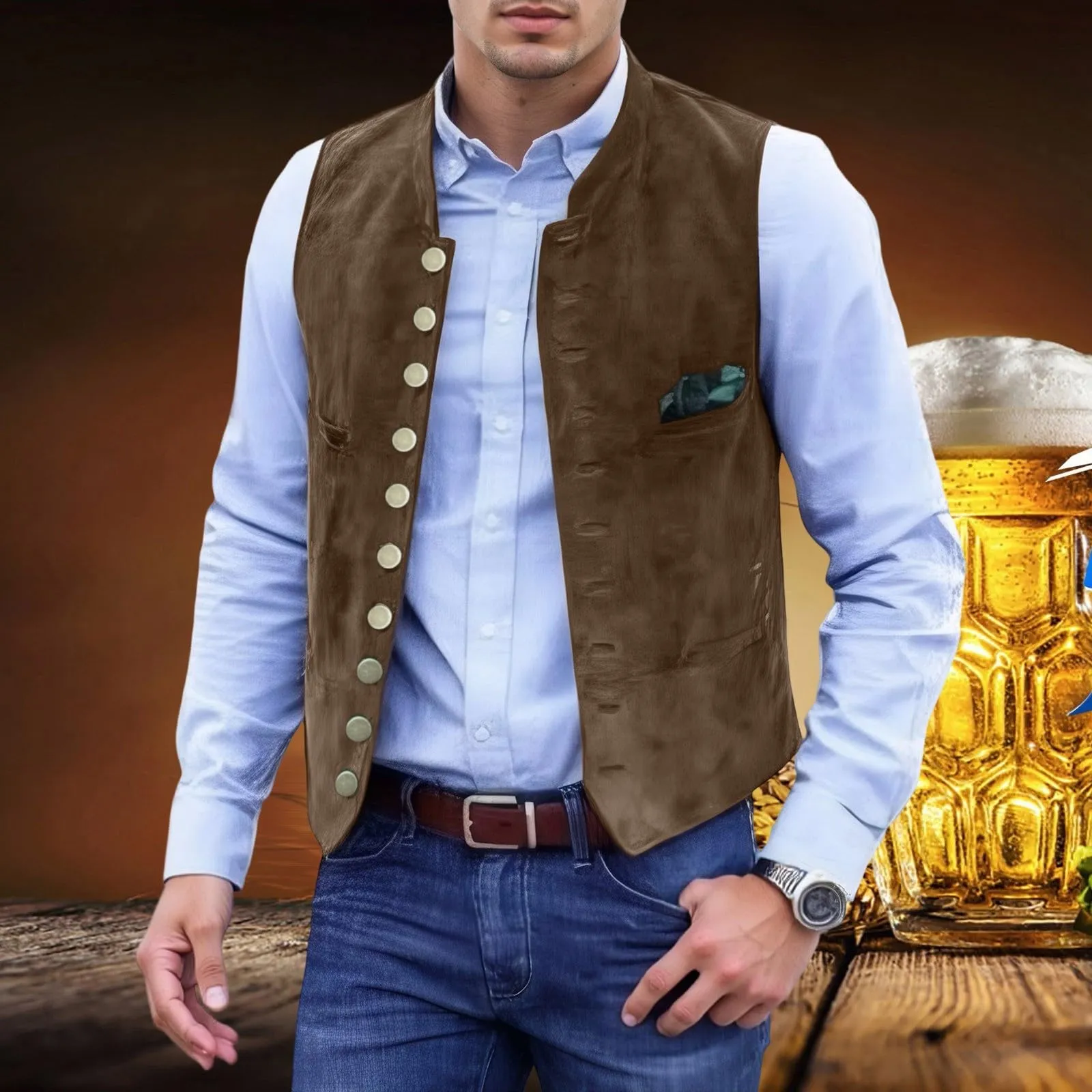Generisch Gilet formale da uomo, caffè, L - immagine 2