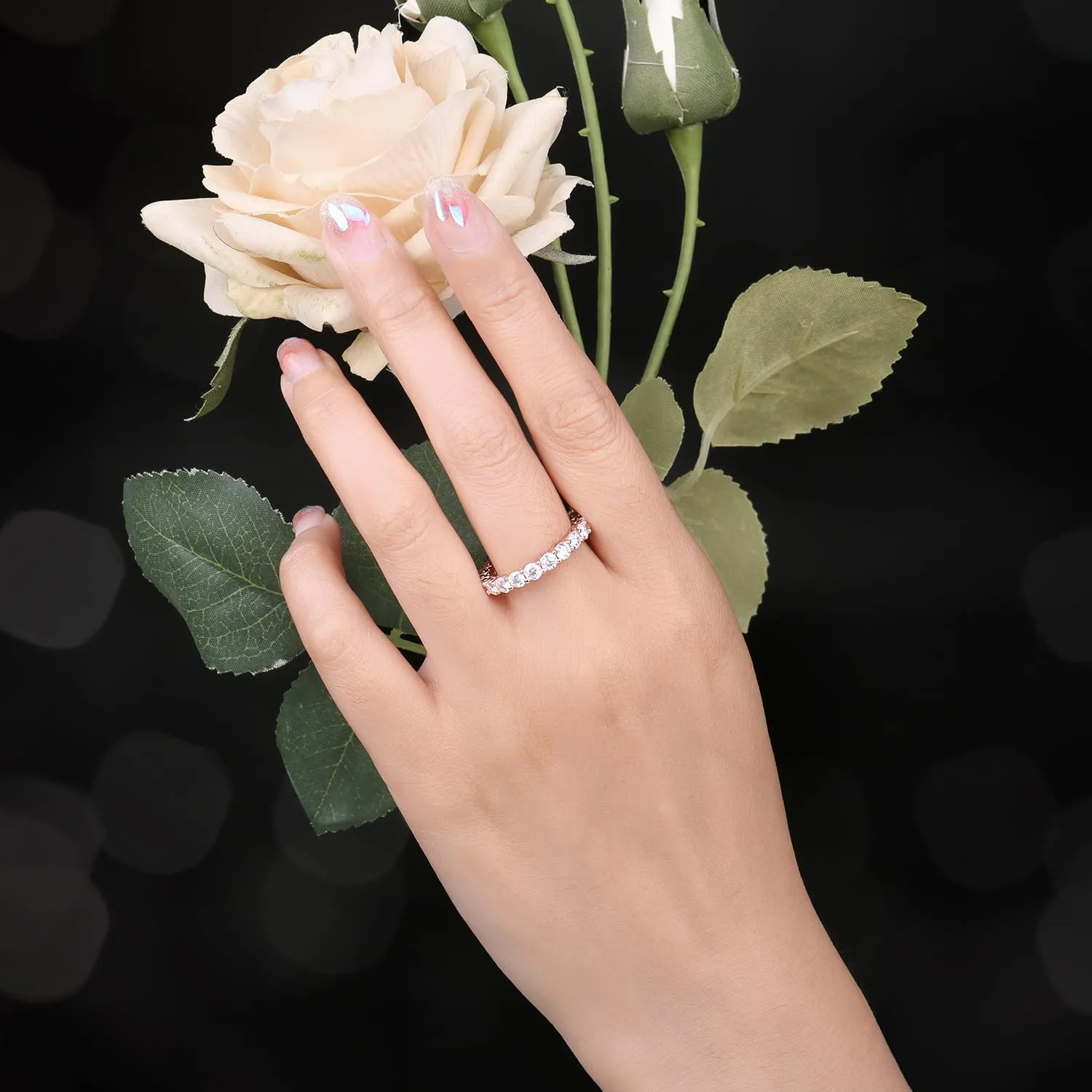 JewelryPalace Anello Eterno Donna placcato oro rosa 14K con Zirconia Cubica, Misura 19.5 - immagine 5