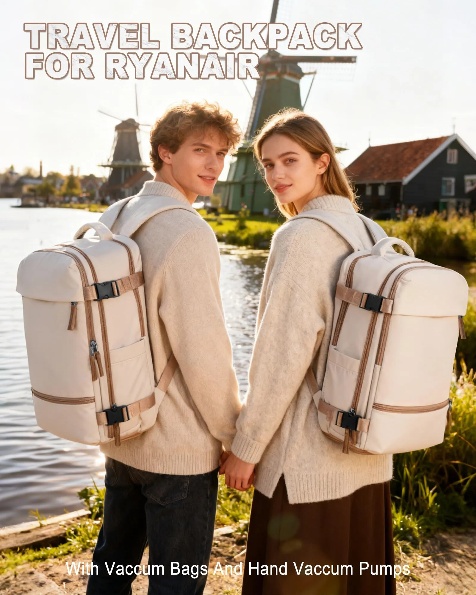 SZLX Zaino da Viaggio Sottovuoto con Pompa 40x30x20 per Ryanair, Wizzair, Easyjet, Impermeabile per Laptop 14 Pollici - immagine 3