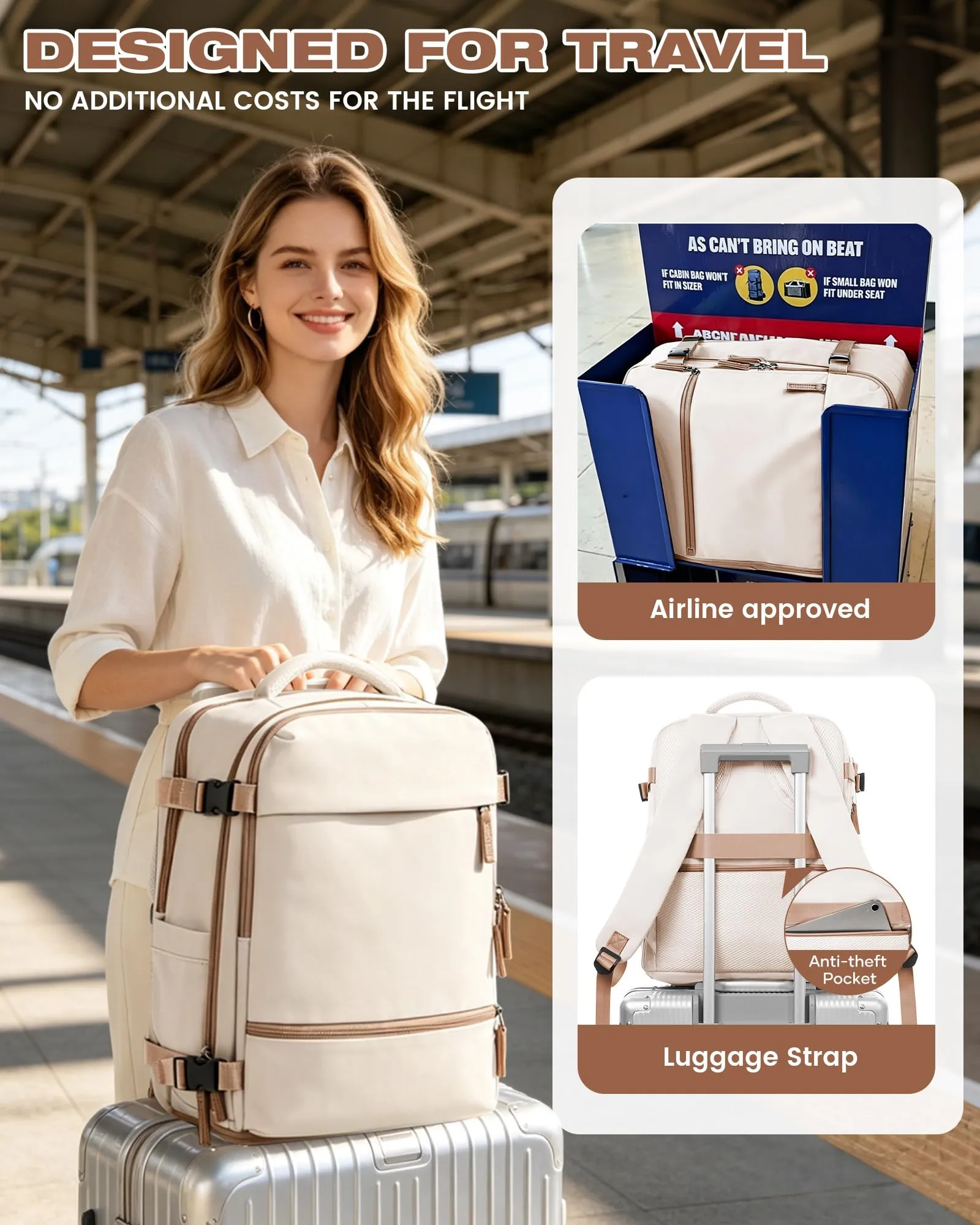 SZLX Zaino da Viaggio Sottovuoto con Pompa 40x30x20 per Ryanair, Wizzair, Easyjet, Impermeabile per Laptop 14 Pollici - immagine 11