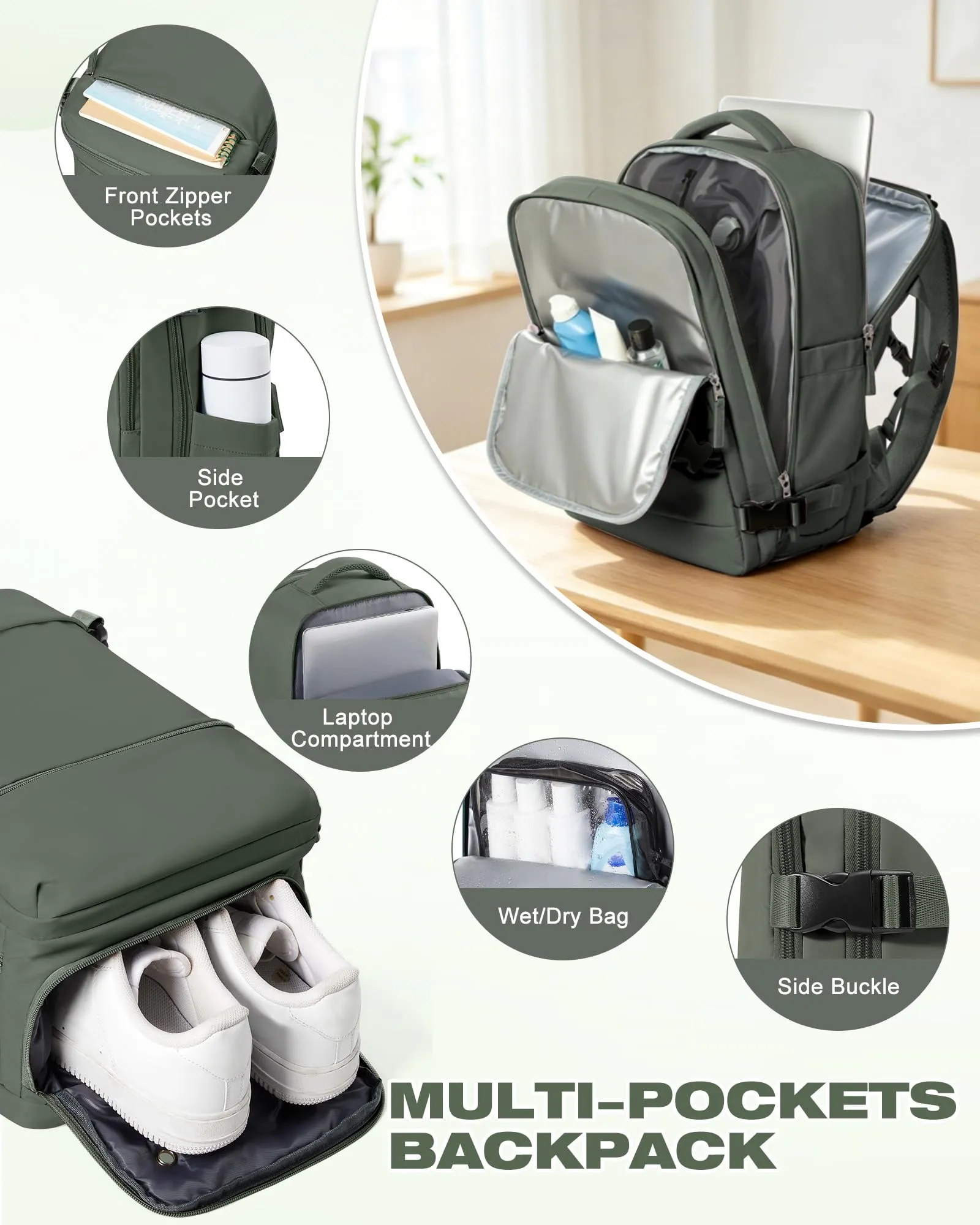 SZLX Zaino da Viaggio Sottovuoto con Pompa 40x30x20 cm per Ryanair, Wizzair, Easyjet, Impermeabile per Laptop 14 Pollici - immagine 9
