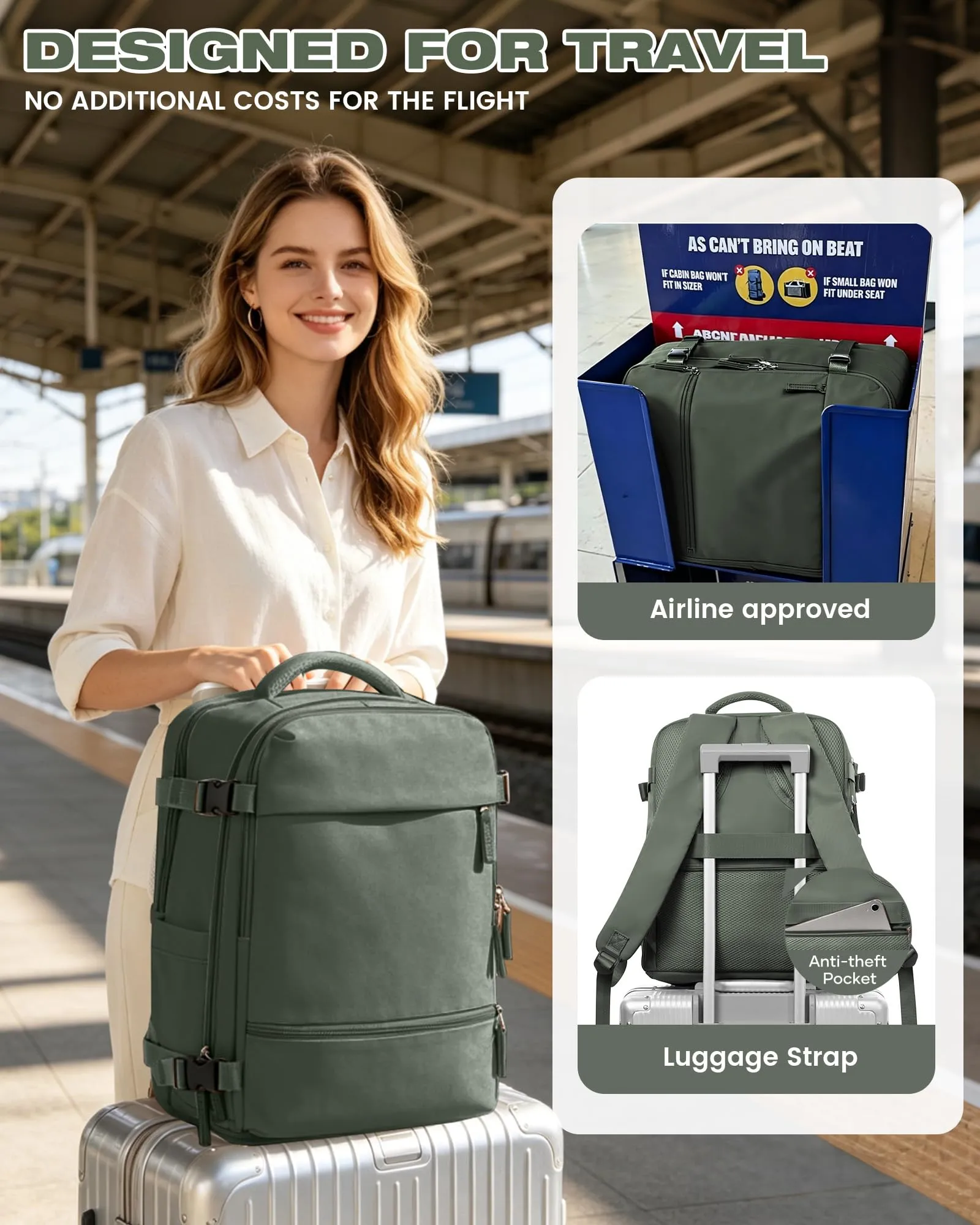SZLX Zaino da Viaggio Sottovuoto con Pompa 40x30x20 cm per Ryanair, Wizzair, Easyjet, Impermeabile per Laptop 14 Pollici - immagine 10