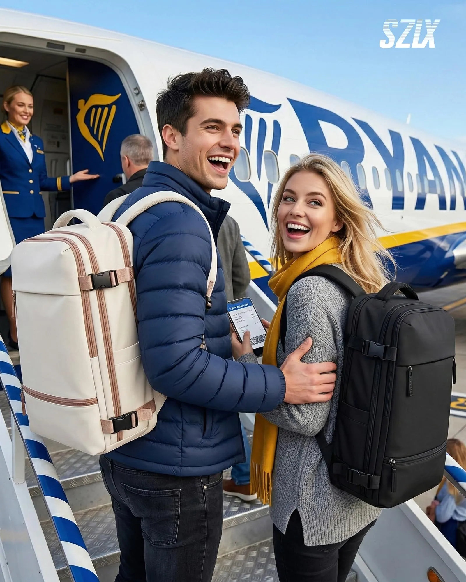 SZLX Zaino da Viaggio Sottovuoto con Pompa 40x30x20 per Ryanair, Wizzair, Easyjet, Impermeabile per Laptop 14 Pollici - immagine 2