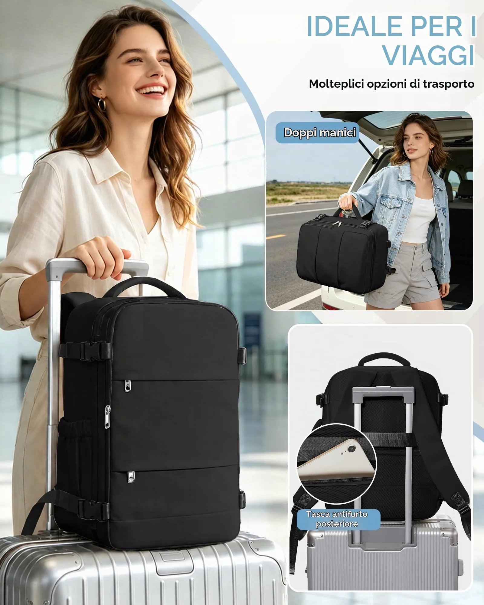 SZLX Zaino da Viaggio Sottovuoto con Pompa per Ryanair 40x30x20, Wizzair, Easyjet, Bagaglio a Mano per Laptop 14 Pollici con Porta Scarpe - immagine 10