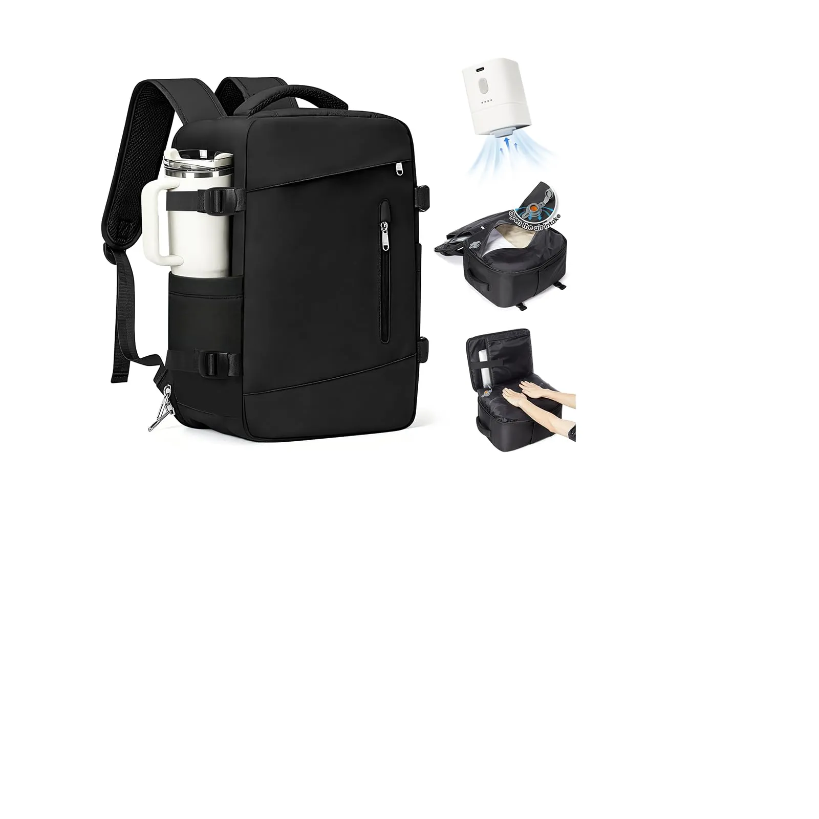 SZLX Zaino da Viaggio Sottovuoto con Pompa, Bagaglio a Mano per Ryanair 40x30x20, Wizzair, Easyjet, con Scomparto Laptop 14 Pollici e Porta Scarpe - immagine 1