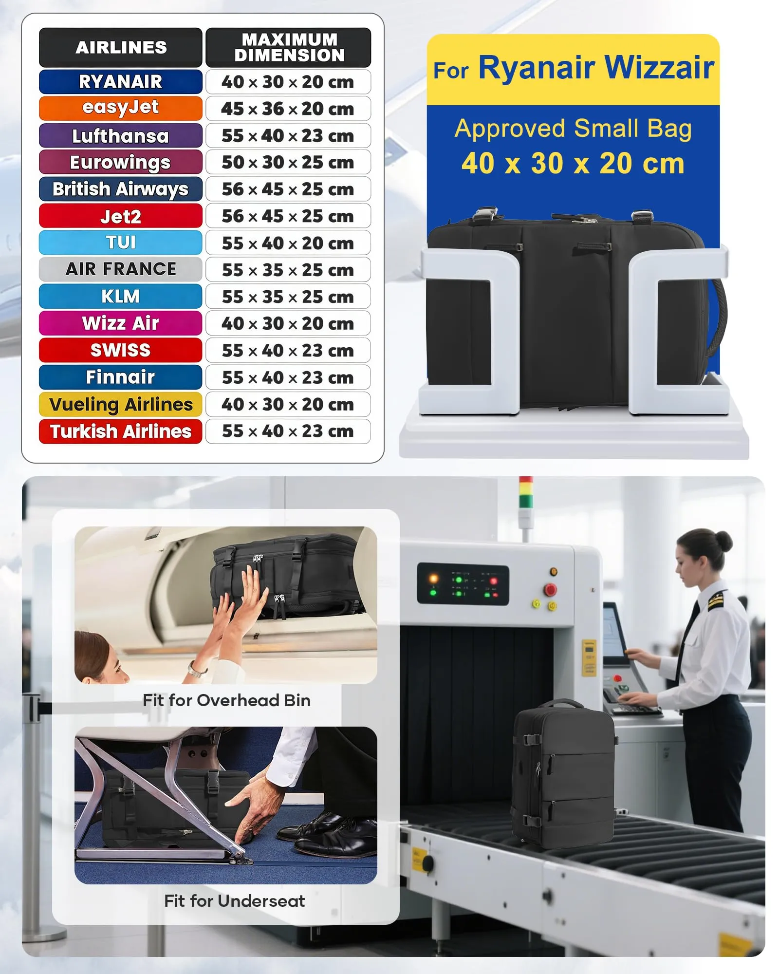 SZLX Zaino da Viaggio Sottovuoto con Pompa 40x30x20 per Ryanair, Wizzair, Easyjet, Impermeabile per Laptop 14 Pollici - immagine 4