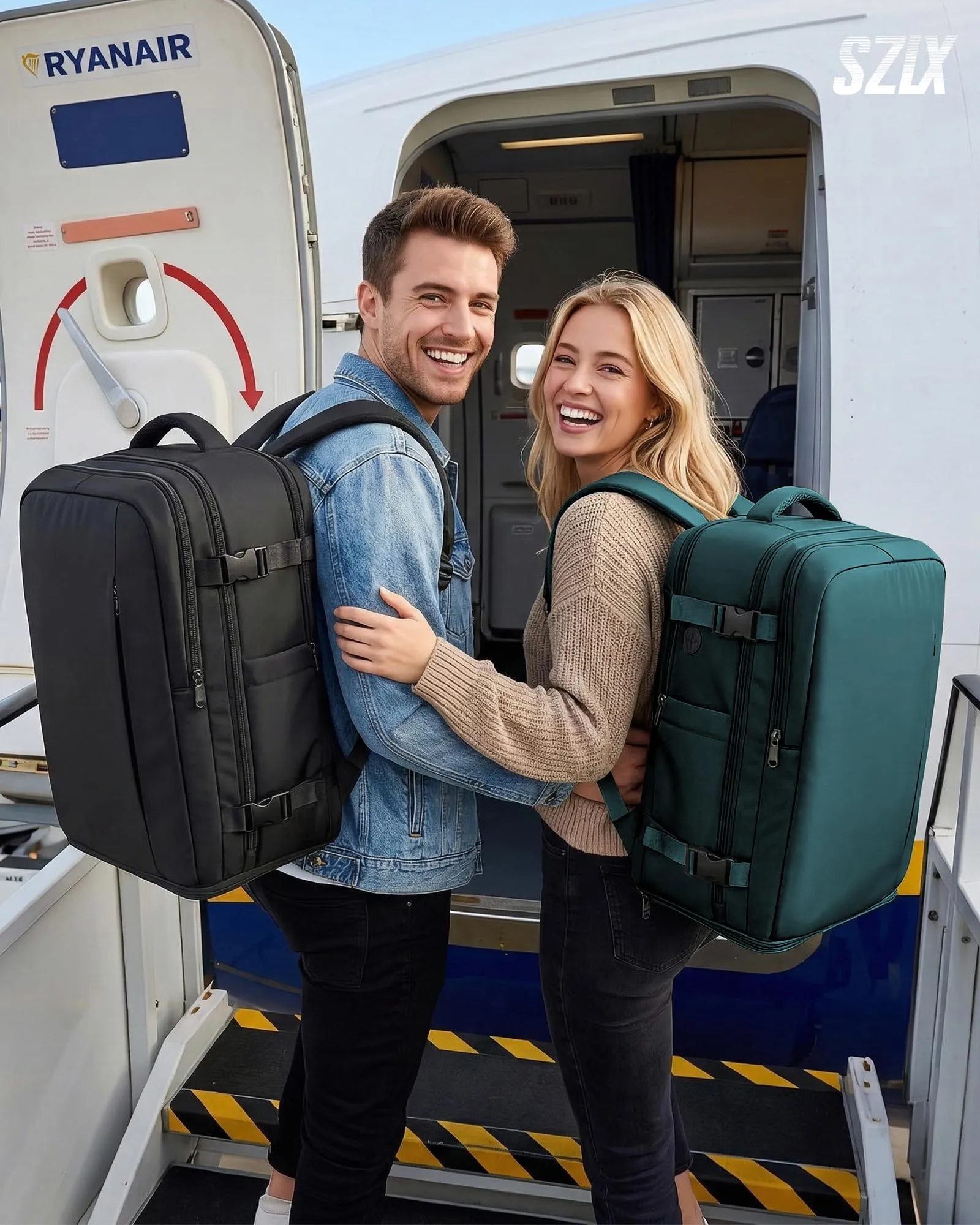 SZLX Zaino da Viaggio Sottovuoto con Pompa 40x30x20 per Ryanair, Wizzair, Easyjet, Laptop 14 Pollici con Porta Scarpe - immagine 2