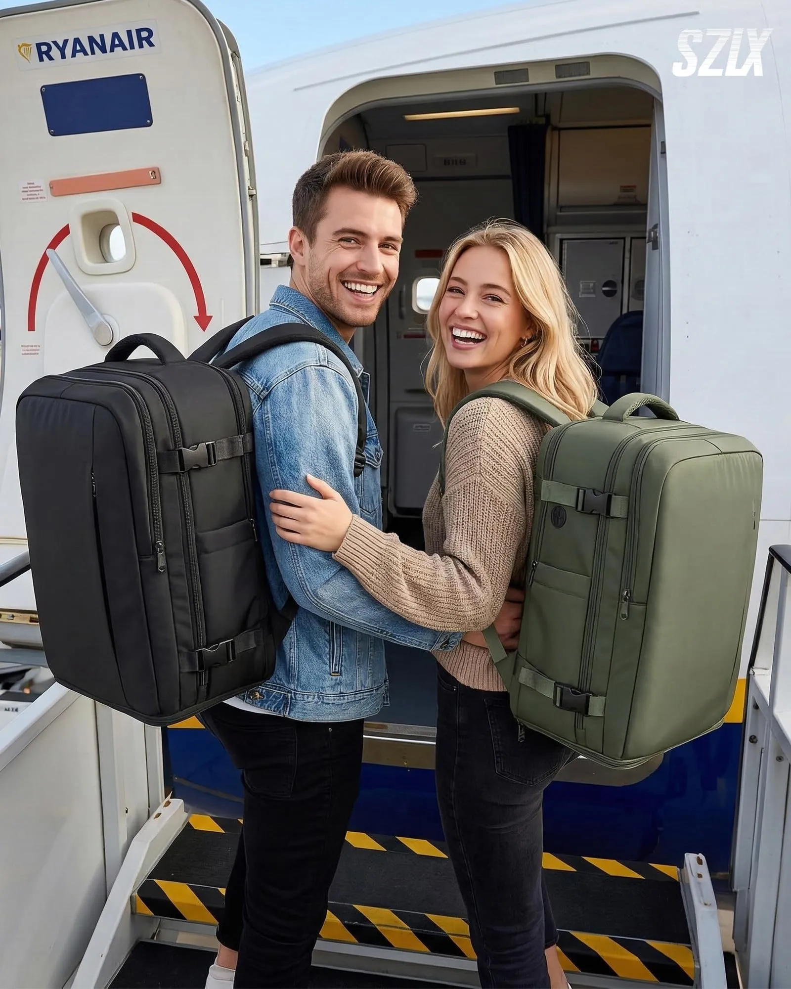 SZLX Zaino da Viaggio Sottovuoto con Pompa, Bagaglio a Mano 40x30x20 per Ryanair, Wizzair, Easyjet, con Scomparto Laptop 14 Pollici e Porta Scarpe - immagine 2