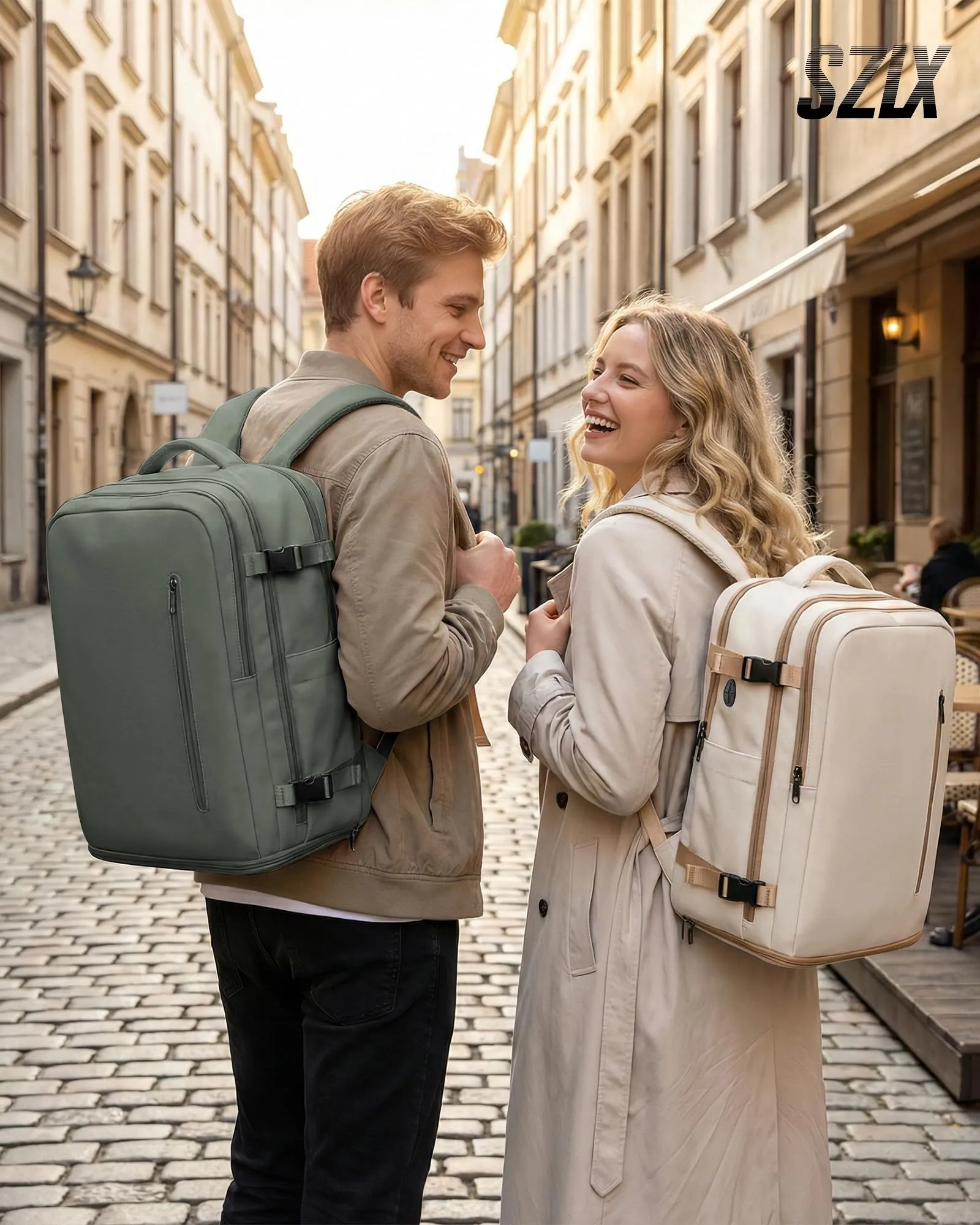 SZLX Zaino da Viaggio Sottovuoto con Pompa, Bagaglio a Mano 40x30x20 per Ryanair, Wizzair, Easyjet, con Scomparto Laptop 14 Pollici e Porta Scarpe - immagine 3