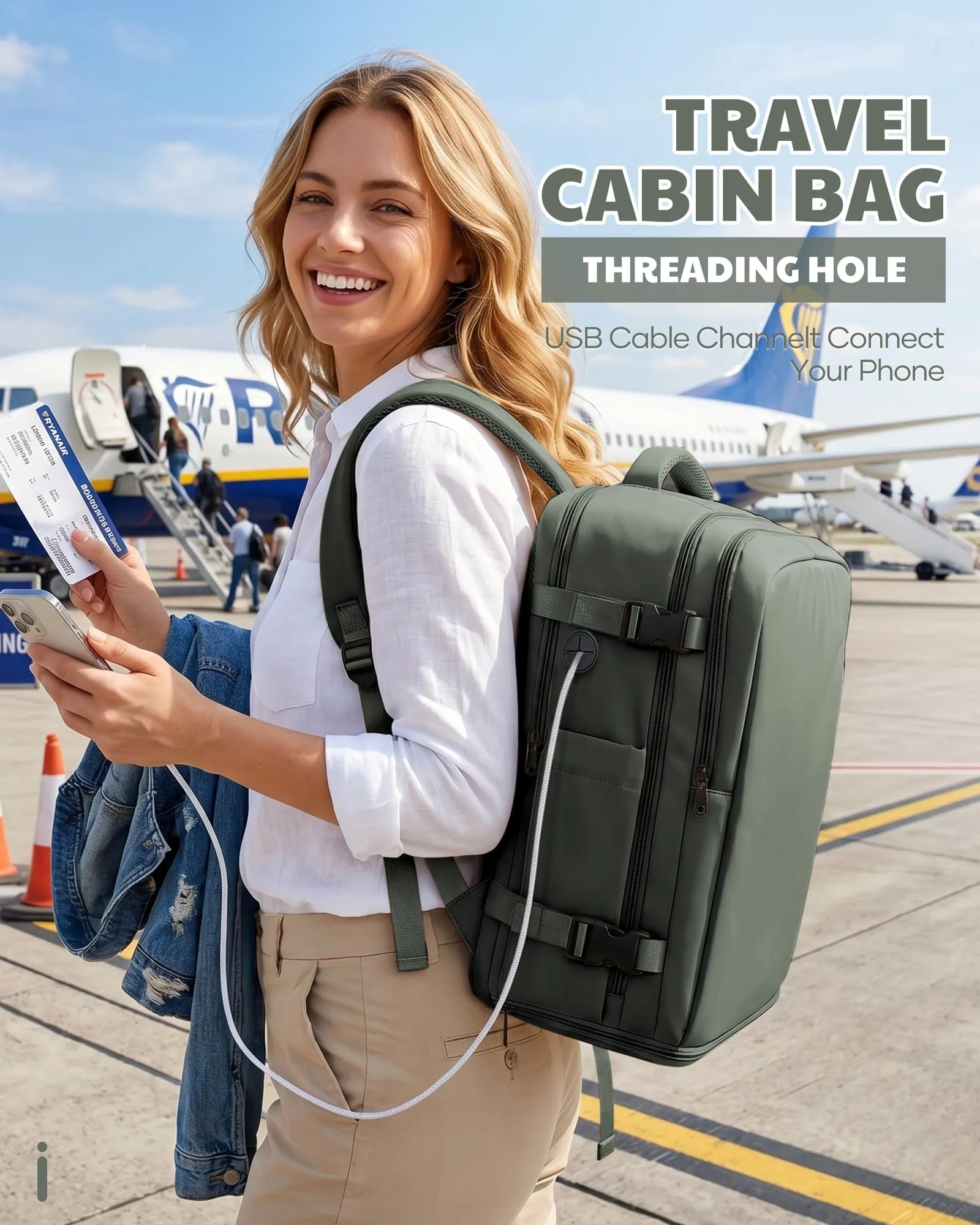 SZLX Zaino da Viaggio Sottovuoto con Pompa, Bagaglio a Mano 40x30x20 per Ryanair, Wizzair, Easyjet, con Scomparto Laptop 14 Pollici e Porta Scarpe - immagine 10