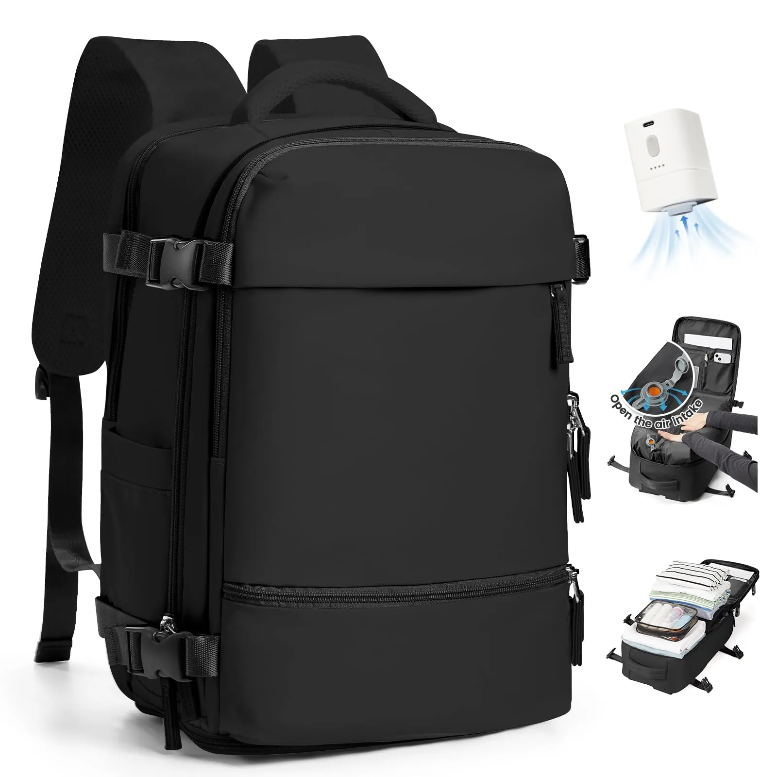 SZLX Zaino da Viaggio Sottovuoto con Pompa 40x30x20 cm per Ryanair e Wizzair, Impermeabile, Scomparto Laptop 14 Pollici e Scomparto Scarpe - immagine 1