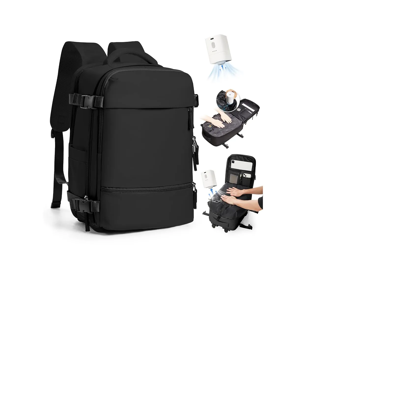 SZLX Zaino da Viaggio Sottovuoto con Pompa 40x30x20 cm per Ryanair Wizzair Easyjet, Bagaglio a Mano per Laptop 14 Pollici con Porta Scarpe - immagine 1
