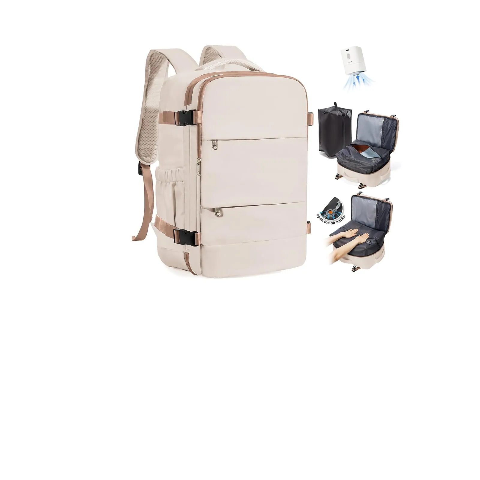 SZLX Zaino da Viaggio Sottovuoto con Pompa, Bagaglio a Mano per Ryanair 40x30x20, Wizzair, Easyjet, Scomparto Laptop 14 Pollici e Porta Scarpe - immagine 1