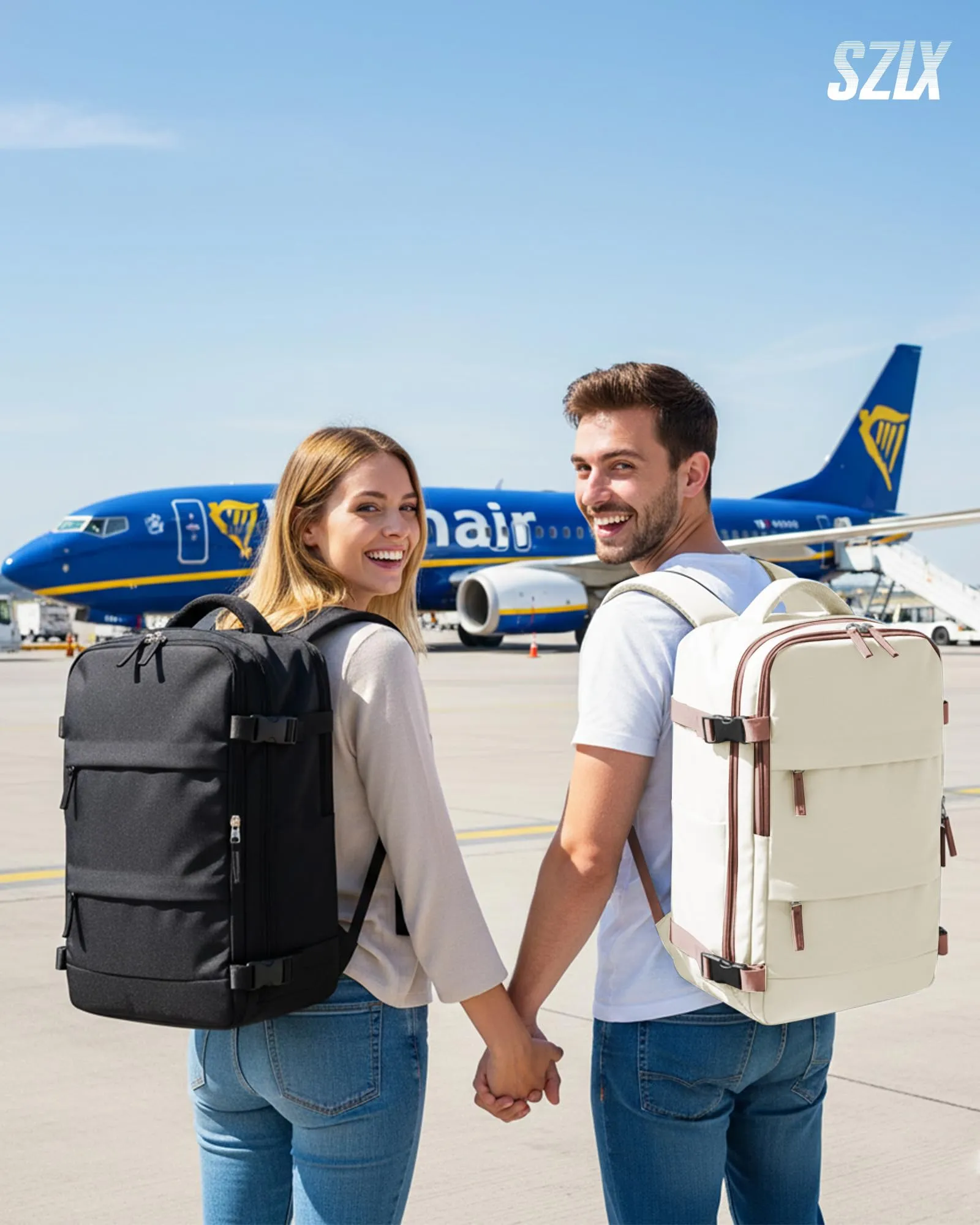 SZLX Zaino da Viaggio Sottovuoto con Pompa, Bagaglio a Mano per Ryanair 40x30x20, Wizzair, Easyjet, Scomparto Laptop 14 Pollici e Porta Scarpe - immagine 2