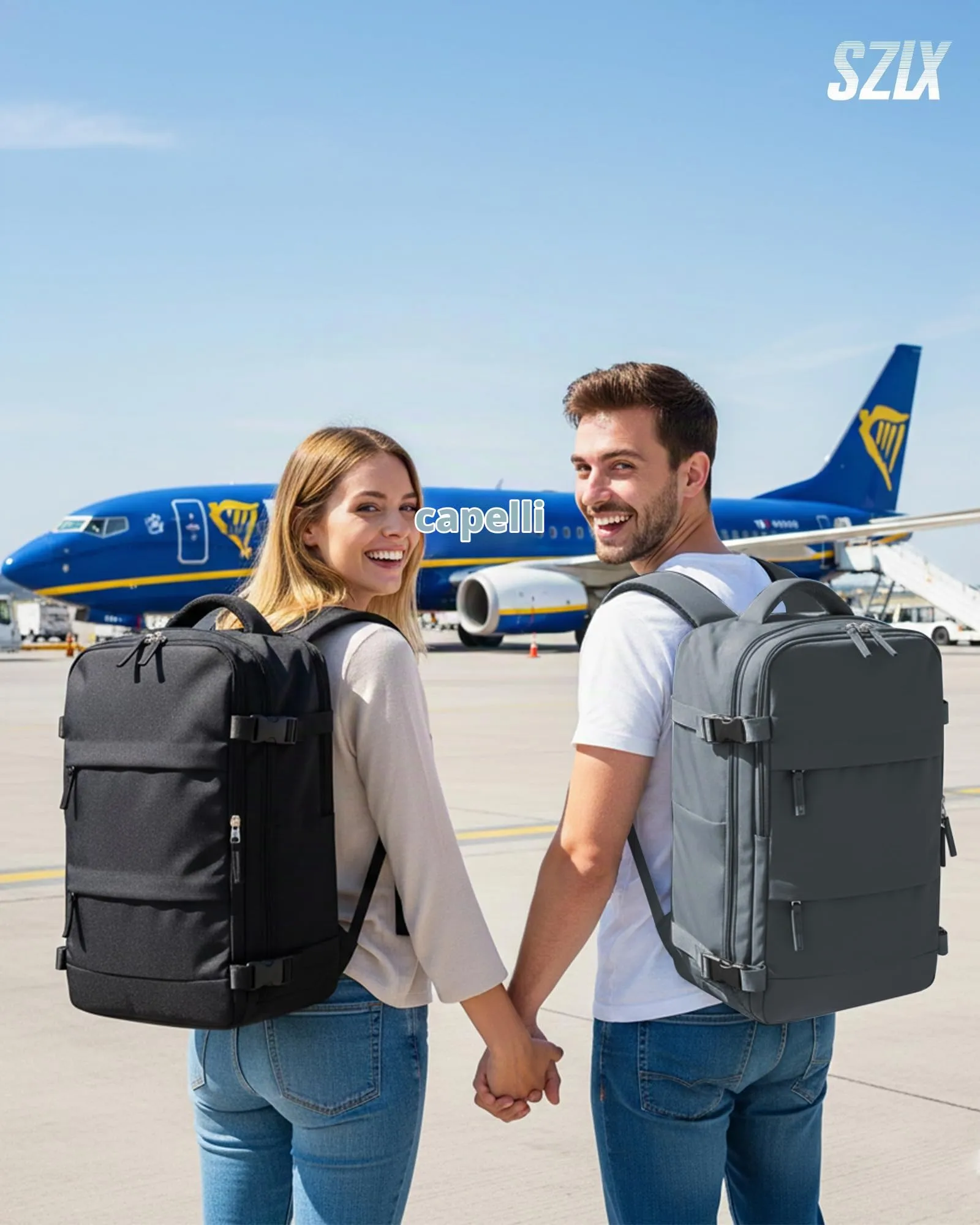 SZLX Zaino da Viaggio Sottovuoto con Pompa per Ryanair 40x30x20, Wizzair, Easyjet, Scomparto Laptop 14 Pollici e Porta Scarpe - immagine 2