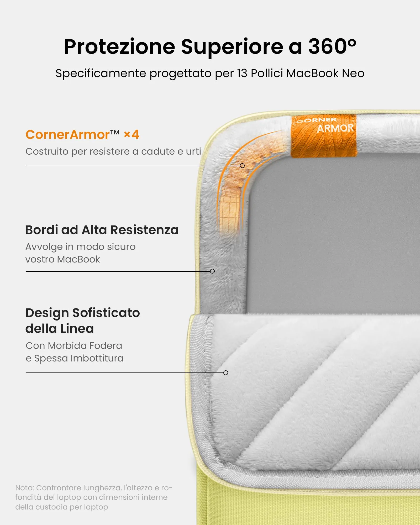 tomtoc Custodia 360° per MacBook Neo 13 Pollici A18 Pro A3404 - immagine 4