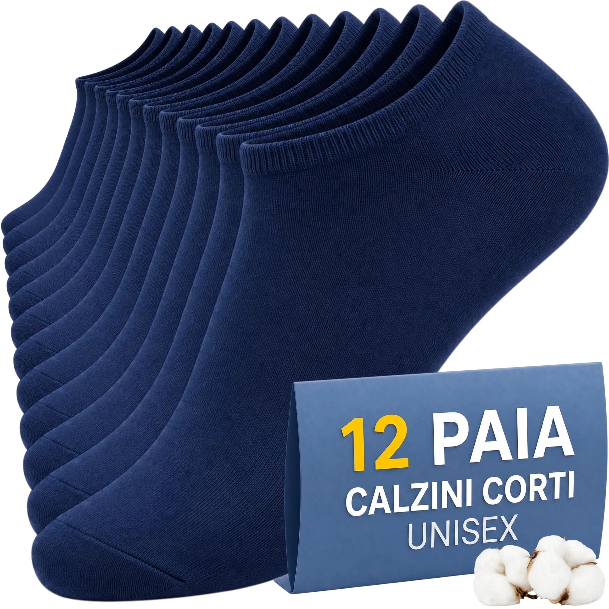 PS PROUTHS Calzini Corti Bassi Fantasmini Unisex in Cotone, 12 Paia, 35-40, Blu navy - immagine 1