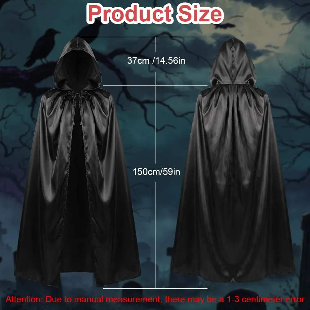 AUYAO Costume da Mago, Set di 9 Pezzi con Mantello, Cappello, Sciarpa, Occhiali, Bacchetta e 4 Adesivi, Kit Cosplay per Bambini e Adulti - immagine 2