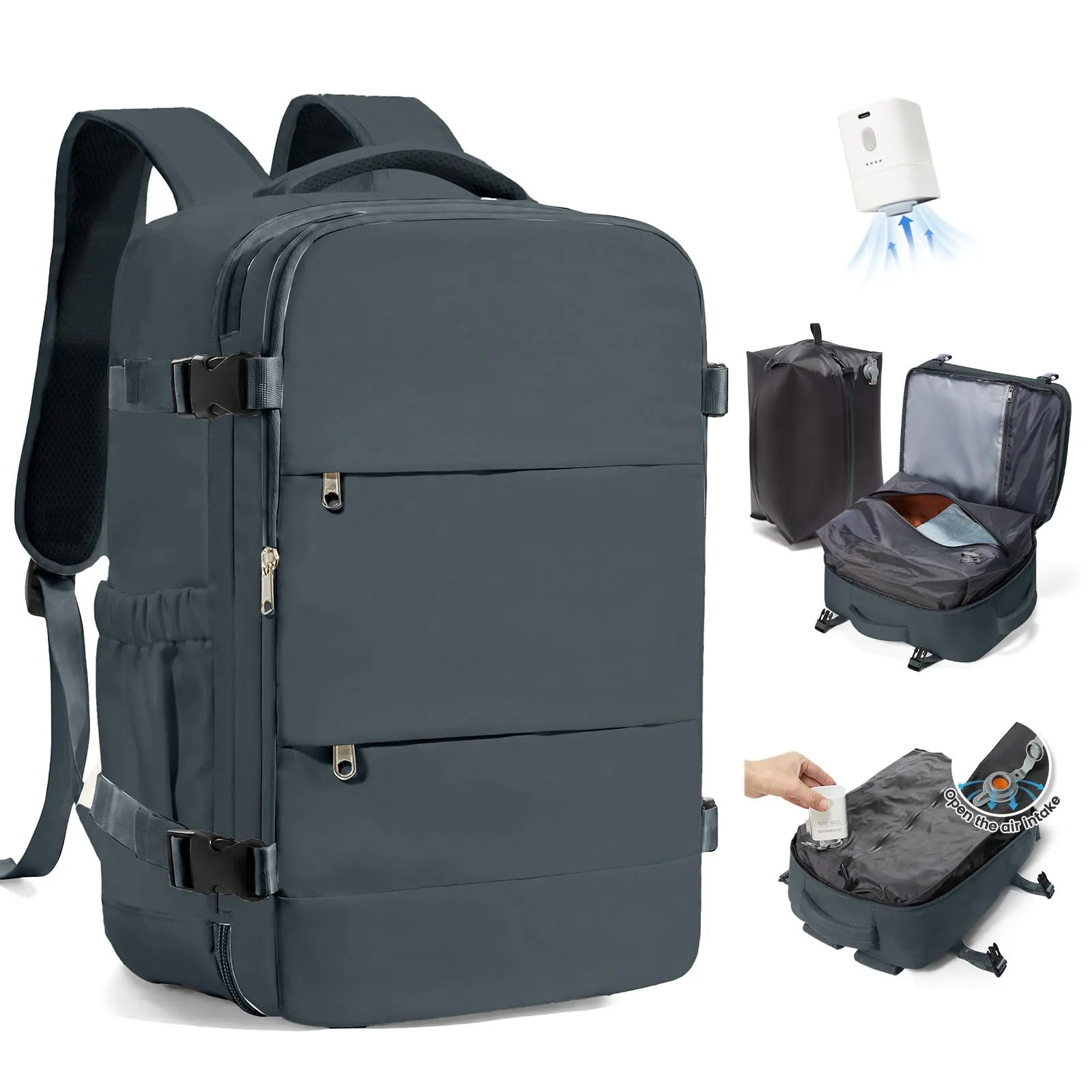 SZLX Zaino da Viaggio Sottovuoto con Pompa 40x30x20cm per Ryanair Wizzair, Impermeabile, Scomparto Laptop 14 Pollici e Scomparto Scarpe - immagine 1