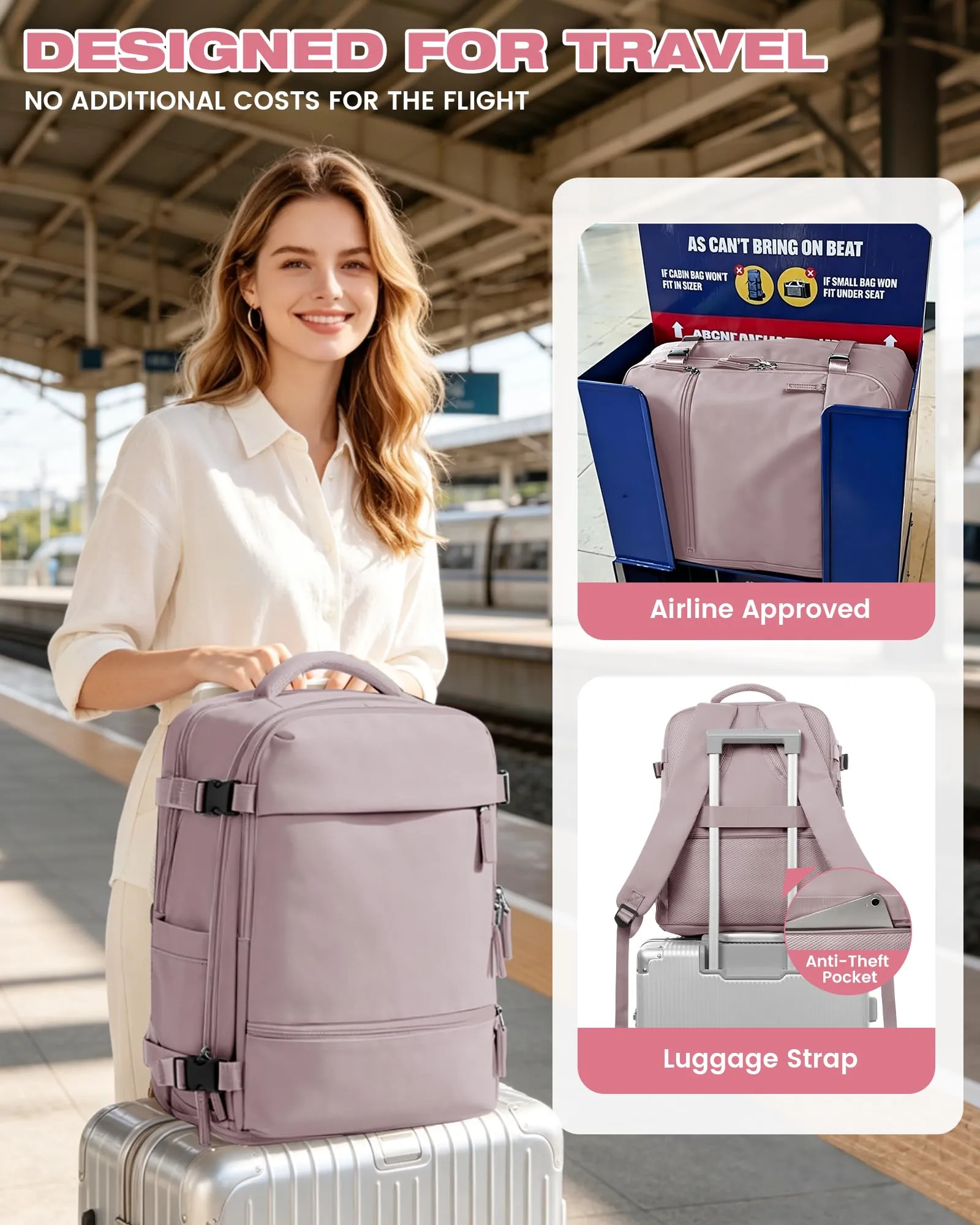 SZLX Zaino da Viaggio Sottovuoto con Pompa 40x30x20 per Ryanair, Wizzair, Easyjet, Impermeabile per Laptop 14 Pollici - immagine 10