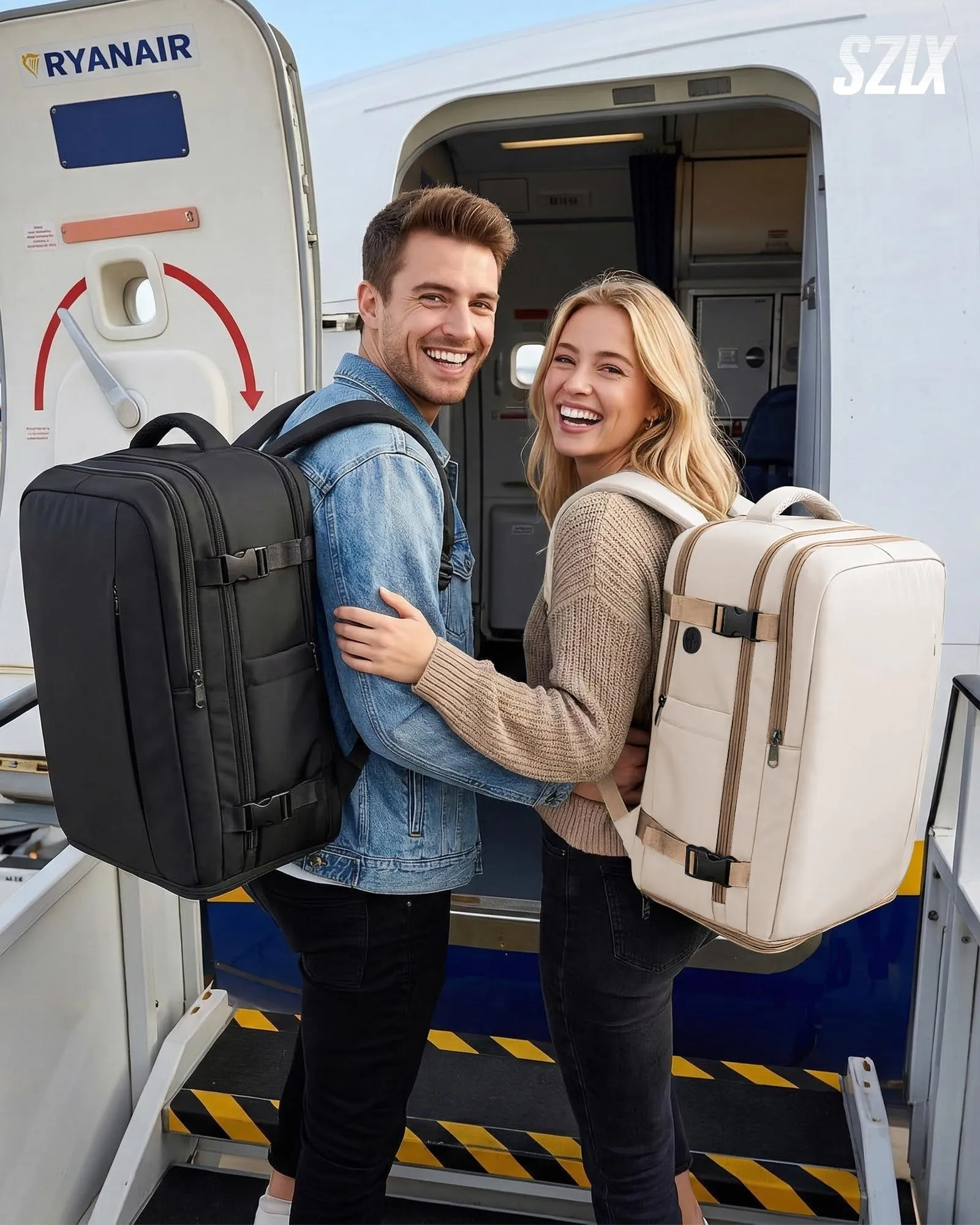 SZLX Zaino da Viaggio Sottovuoto con Pompa per Ryanair 40x30x20, Wizzair ed Easyjet, Bagaglio a Mano per Laptop 14 Pollici con Porta Scarpe - immagine 2