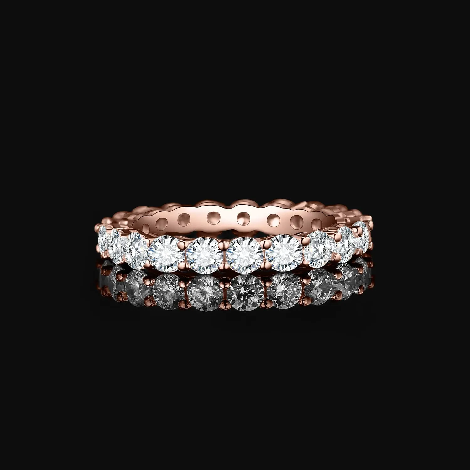 JewelryPalace Anello Eterno Donna placcato oro rosa 14K con Zirconia Cubica, Taglio Rotondo, Misura 9.5 - immagine 3